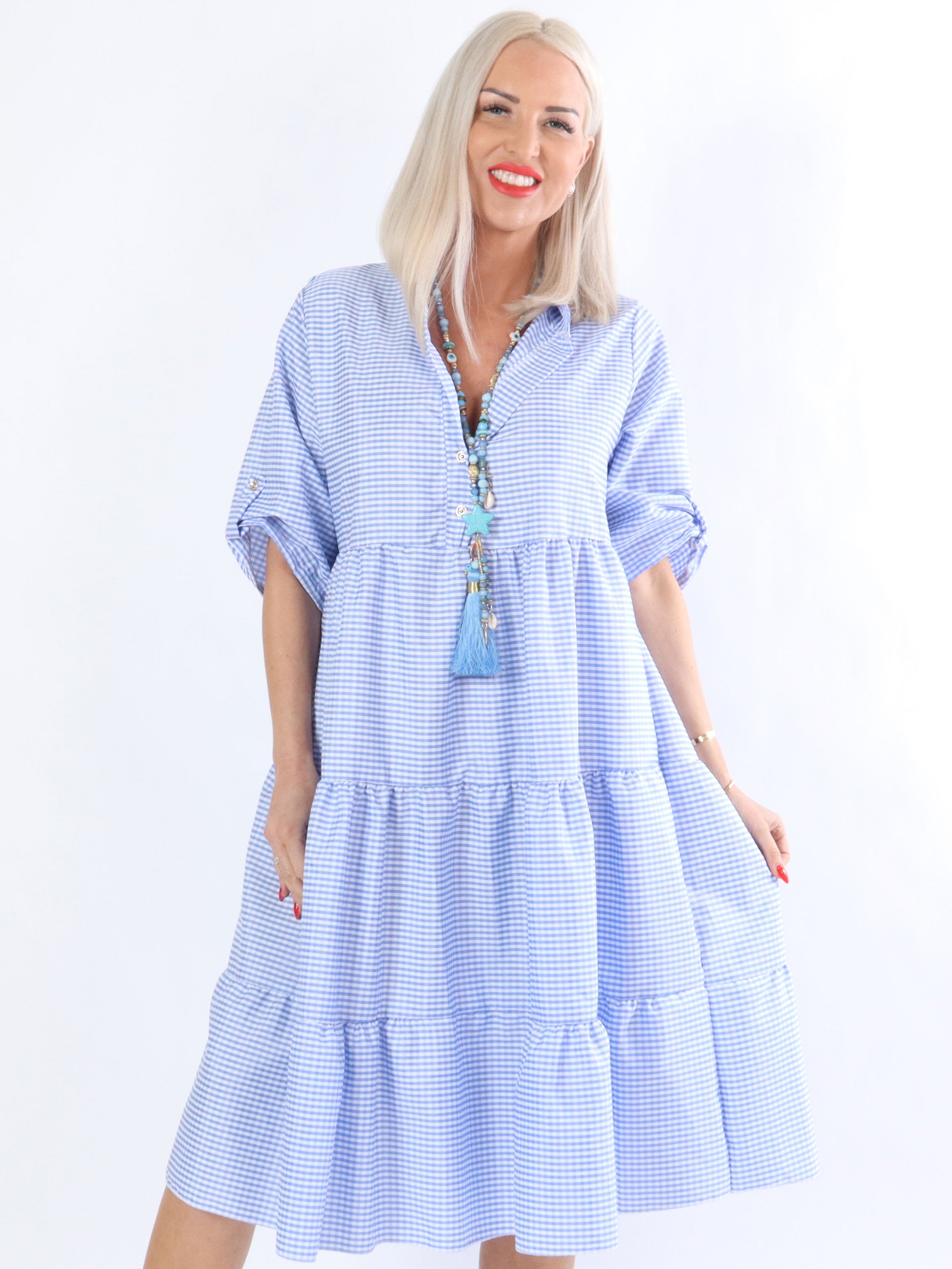 Evelin - Ternet kjole i lag på lag look