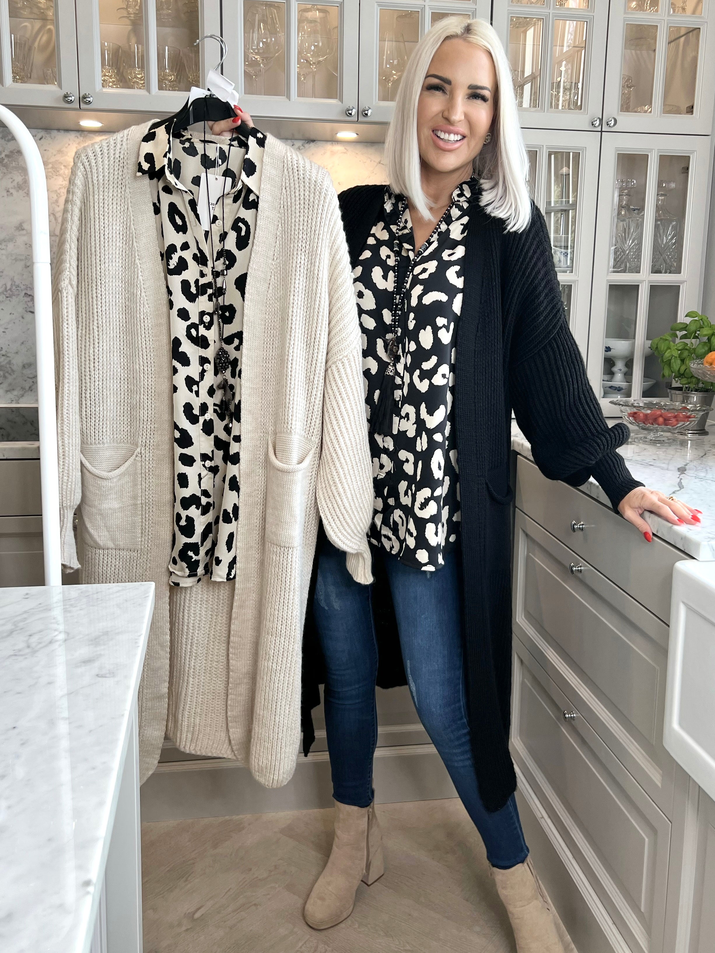 Fadia - Sød leopardskjorte i silkelook