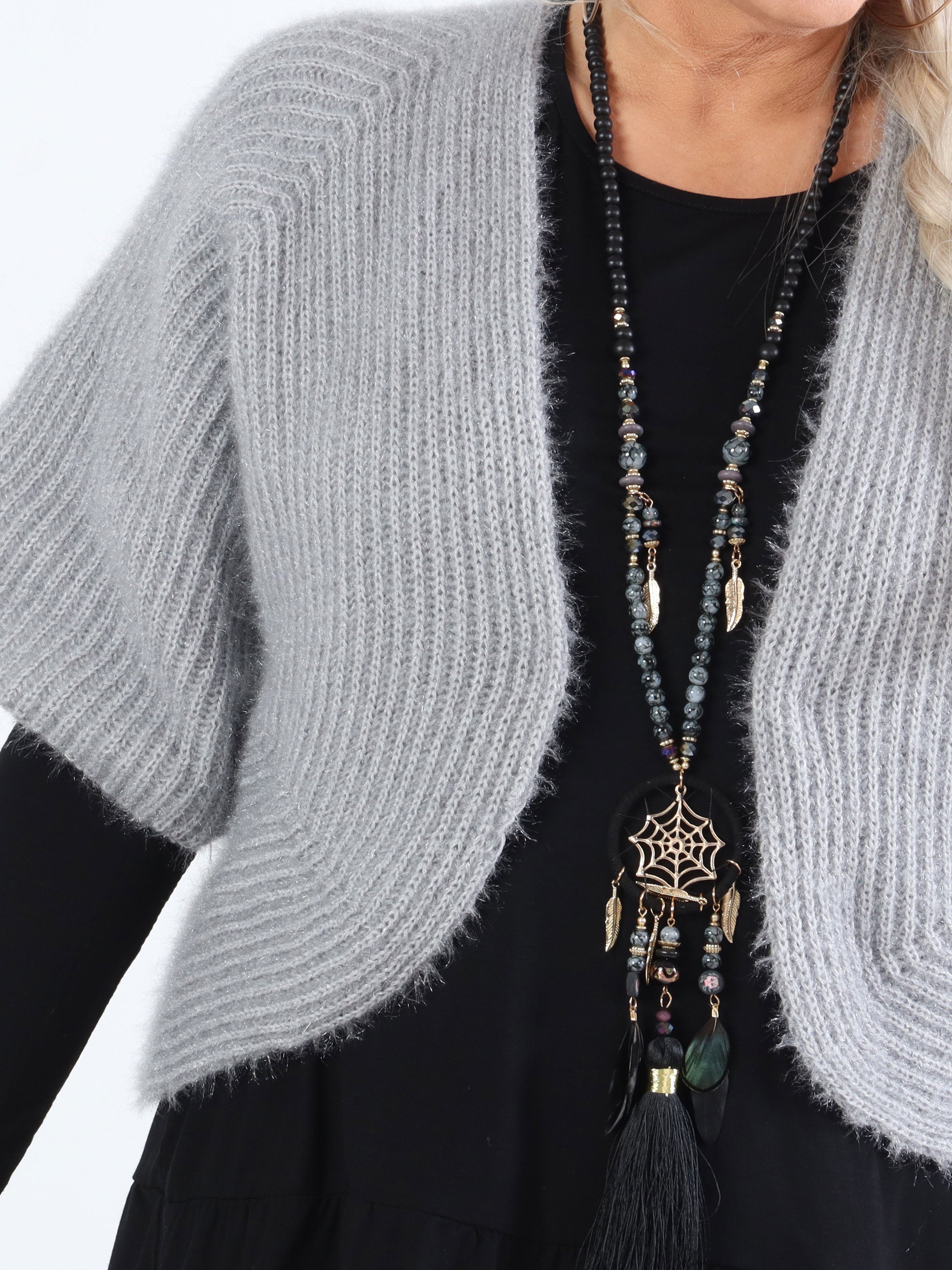 Franca - Sød fluffy plus size bolero i strik