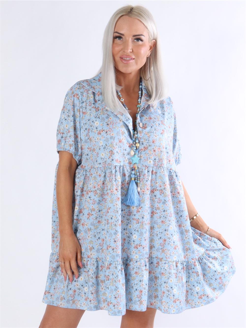 Gaya - Sort bluse i blomsterprint med knapper ved bryst