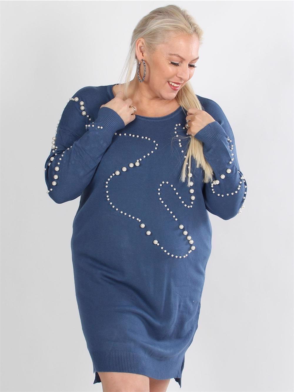 Giogia - Sort blød strik bluse med hvide perler