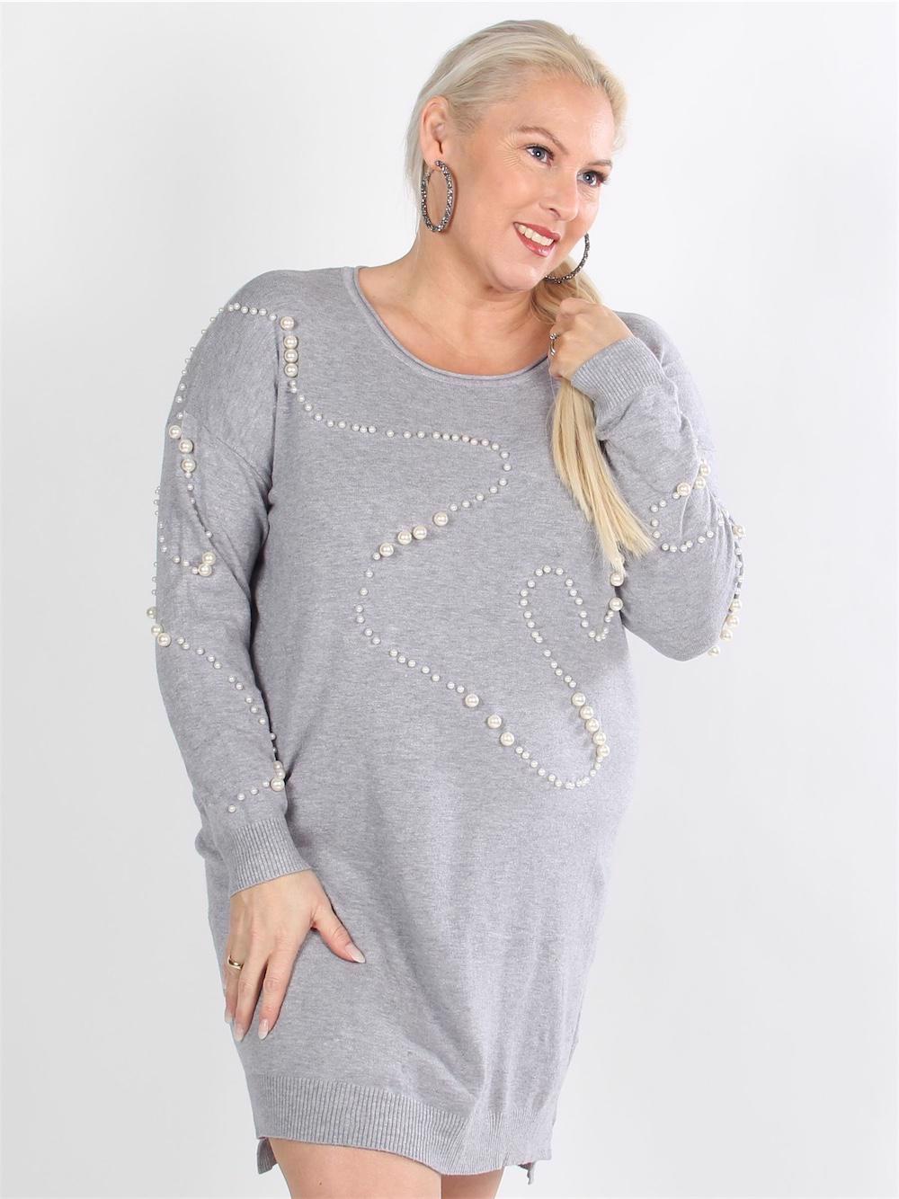 Giogia - Sort blød strik bluse med hvide perler