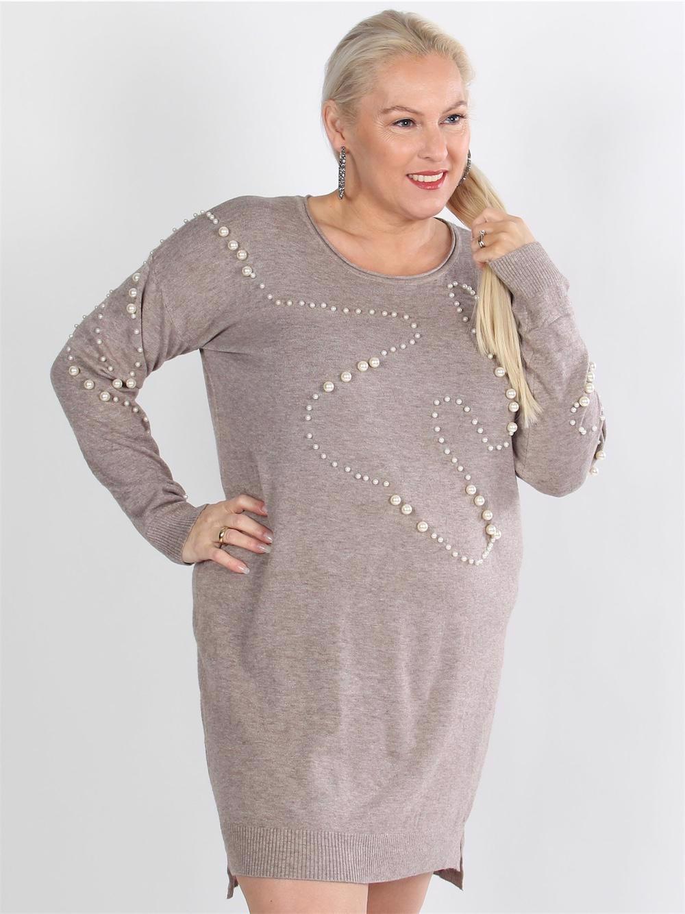 Giogia - Sort blød strik bluse med hvide perler