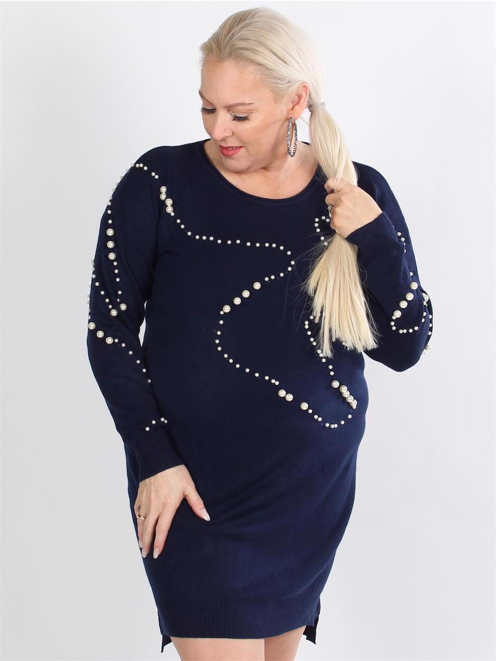 Giogia - Sort blød strik bluse med hvide perler