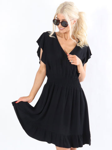 Gissele - Sommerkjole med flæseærmer og elastikkant