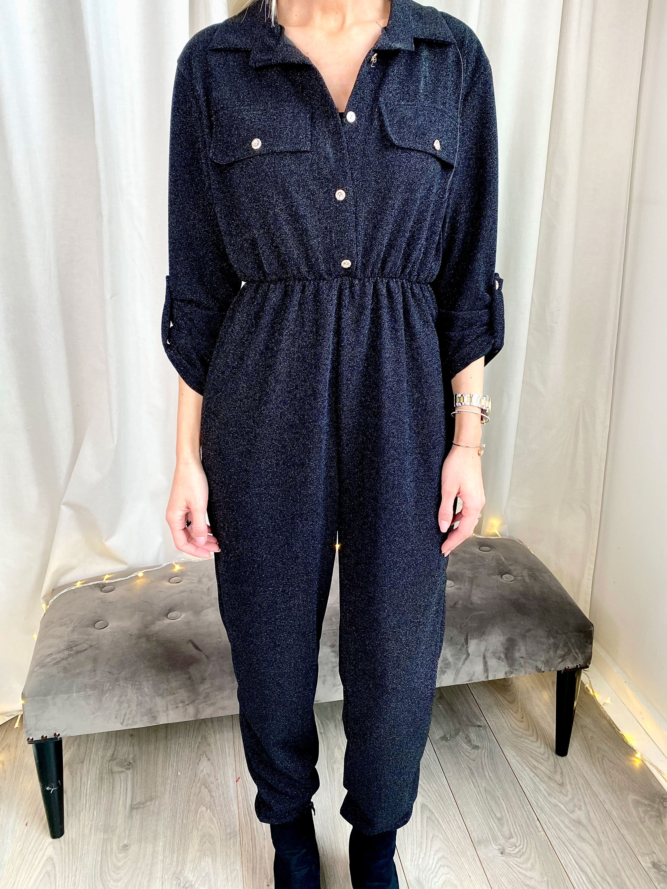 Glitter - Elastisk buksedragt med glimmer