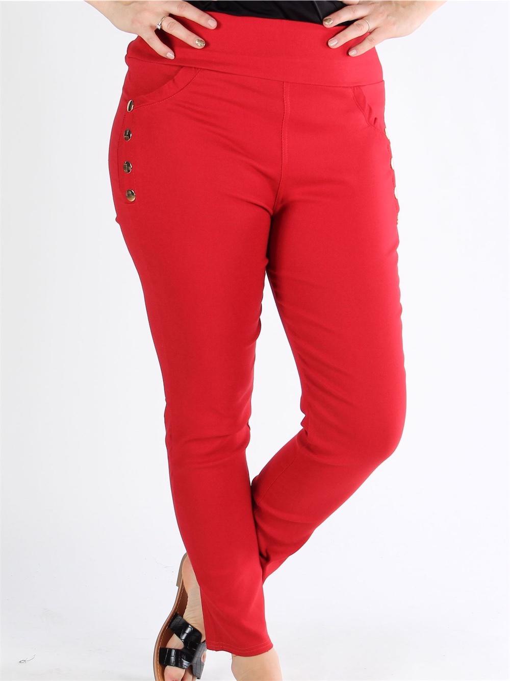 Gravity - Armygrønne jeggings med guld pynteknapper