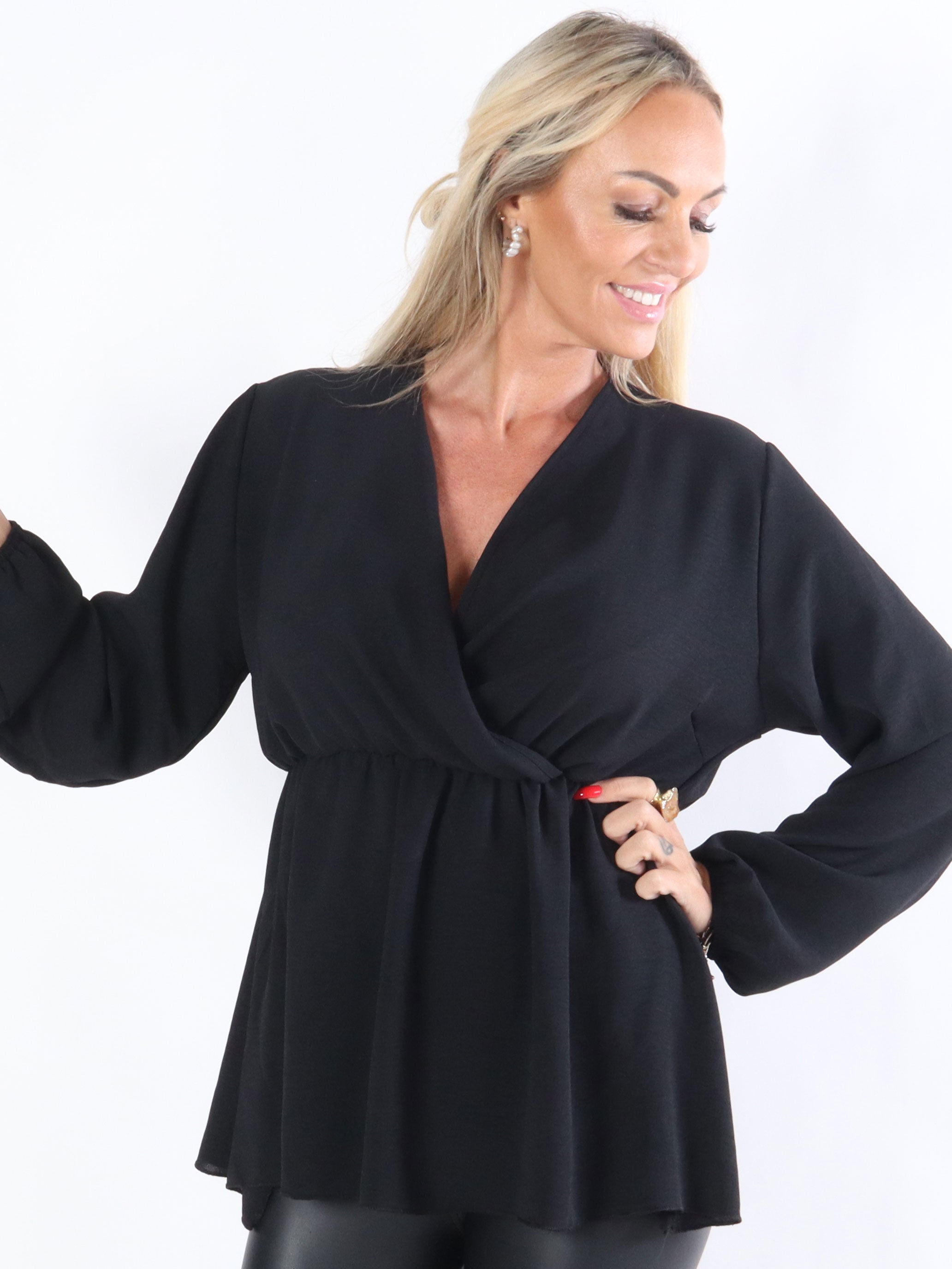 Hannah - Bluse med elastikkant under brystet