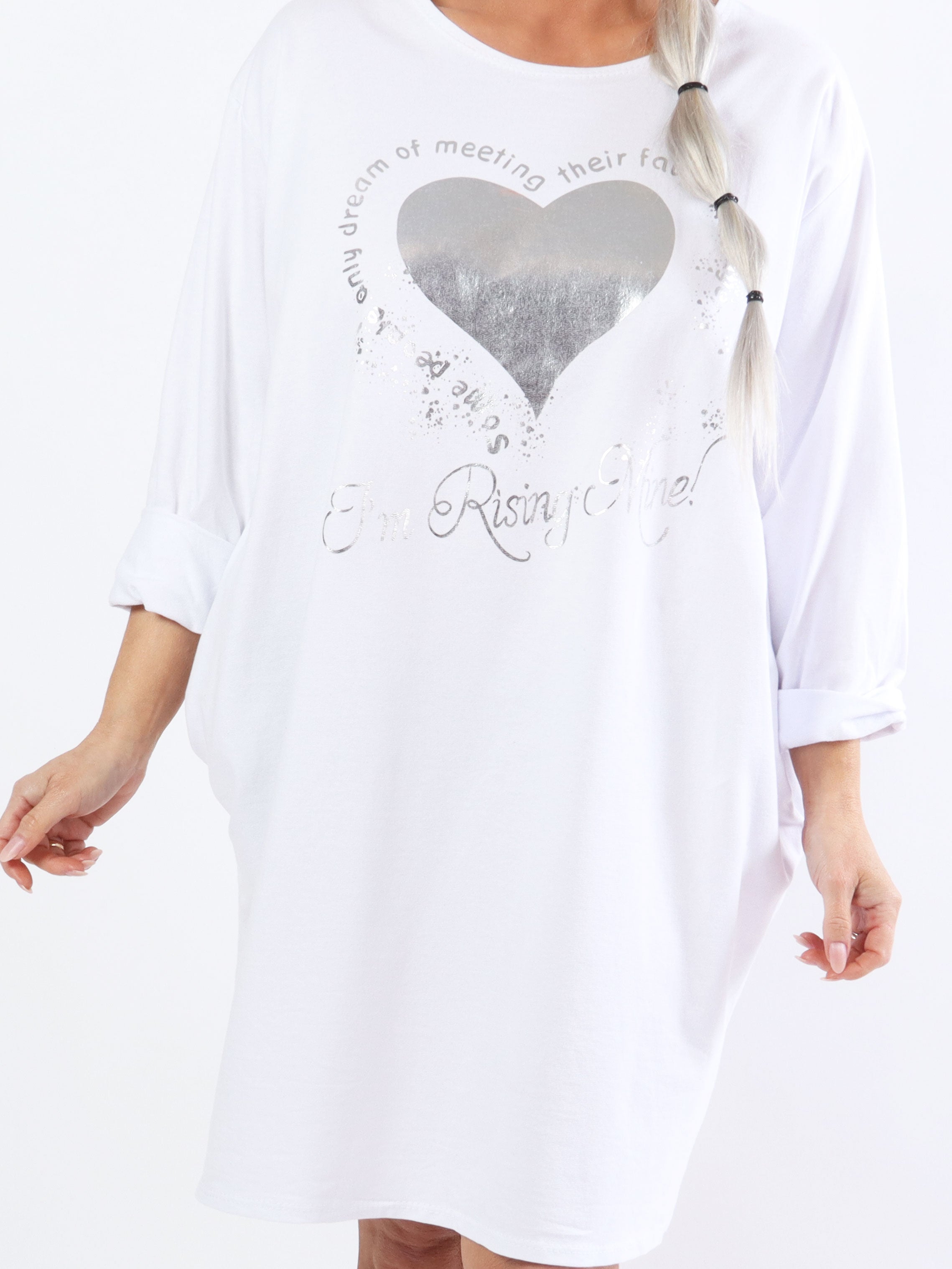 Hearty Dress - Sød plus size kjole i bomuld med hjerteprint