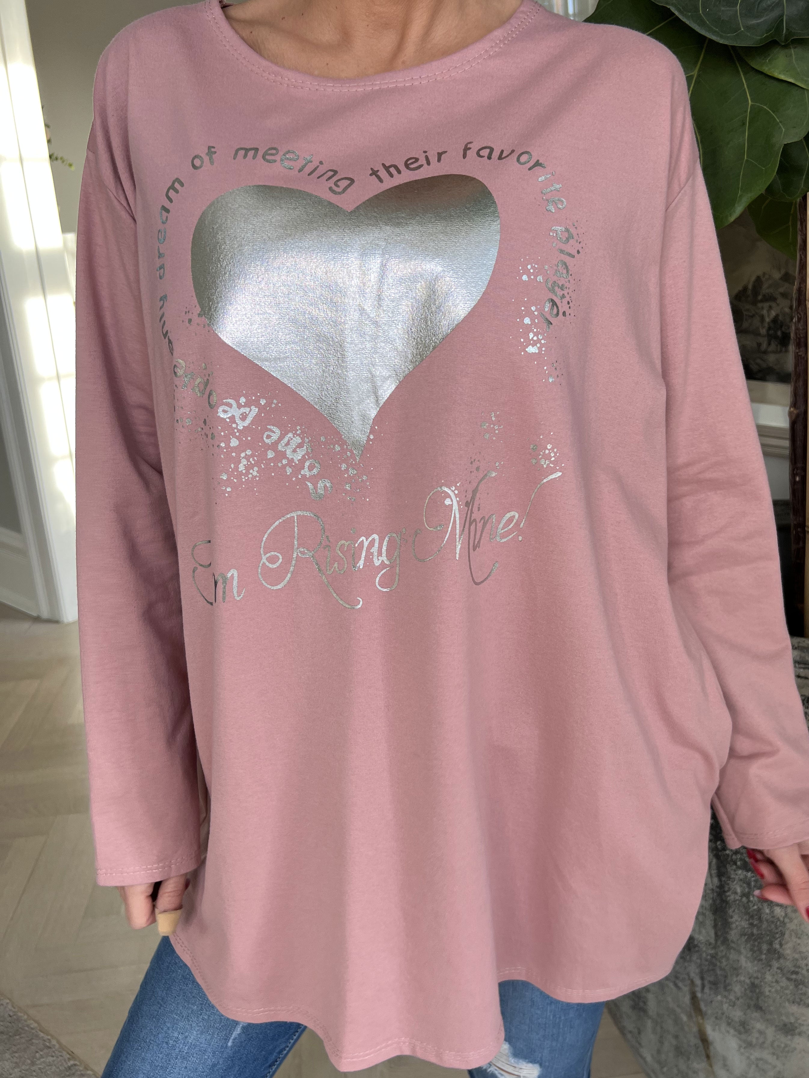 Hearty - Joggingbluse med sølv tekst og hjerte foran