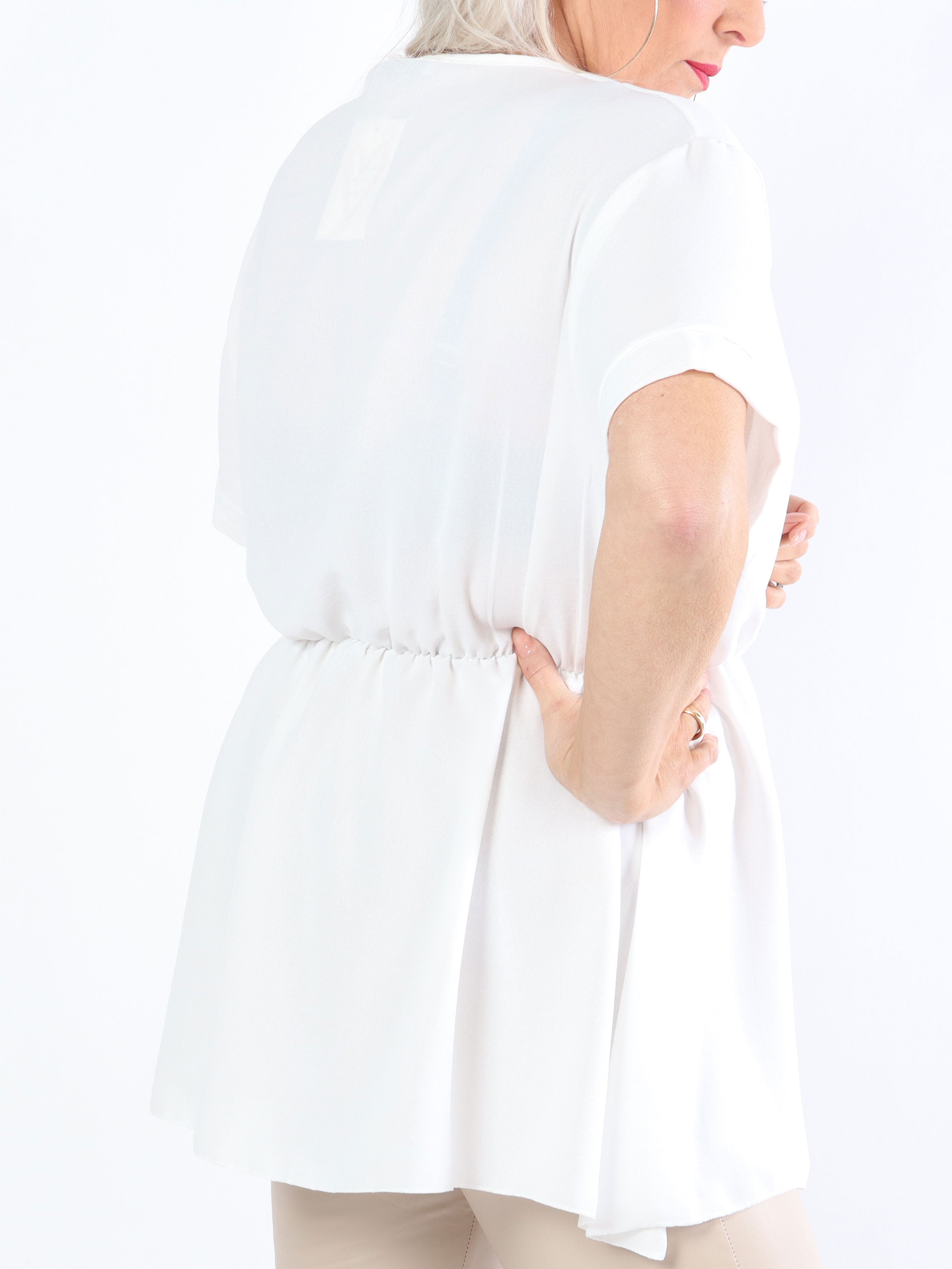 Hermina - Sød plus size bluse med elastik i taljen