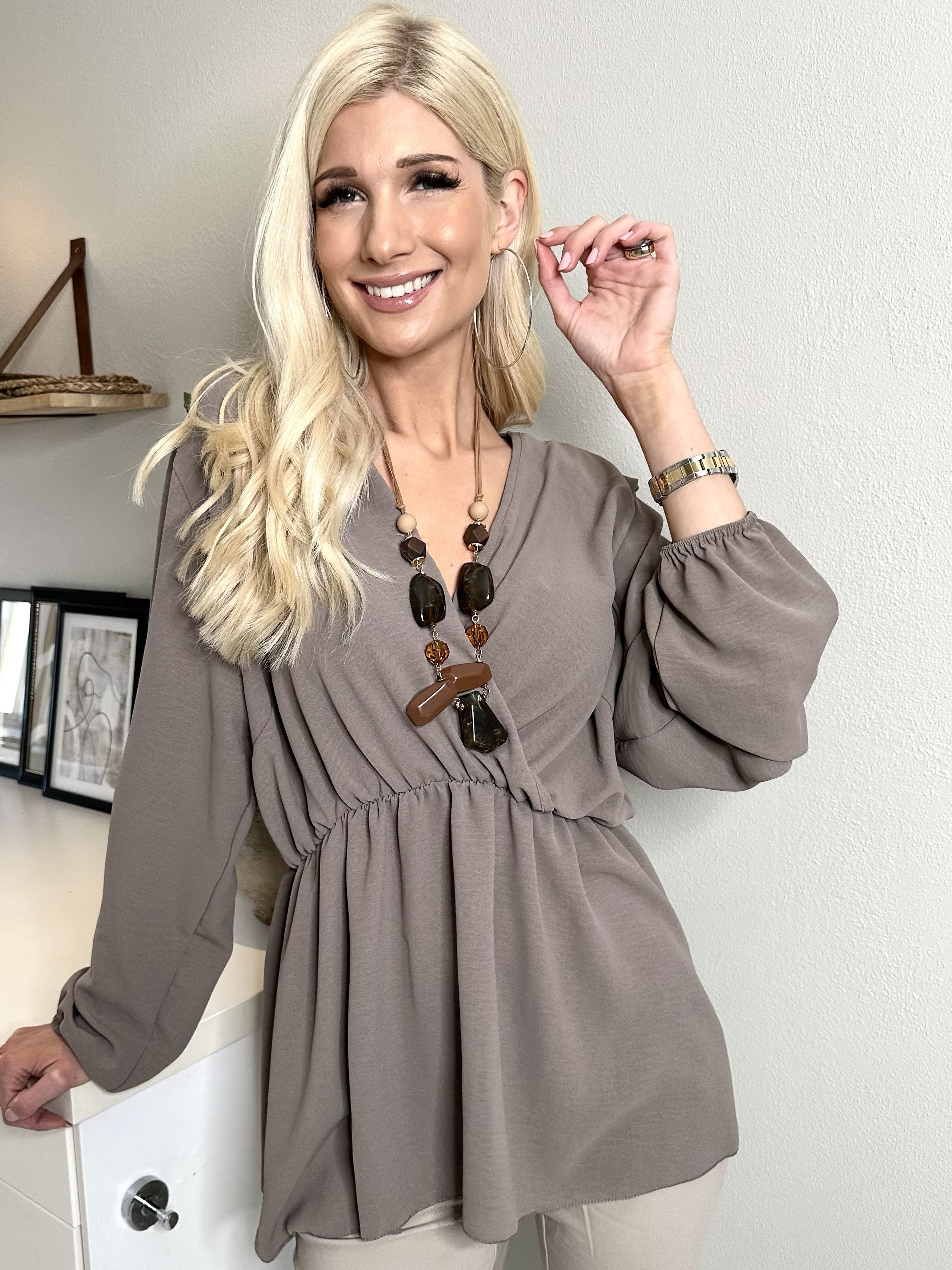 Hermina long sleeve - Sød bluse med elastik i taljen