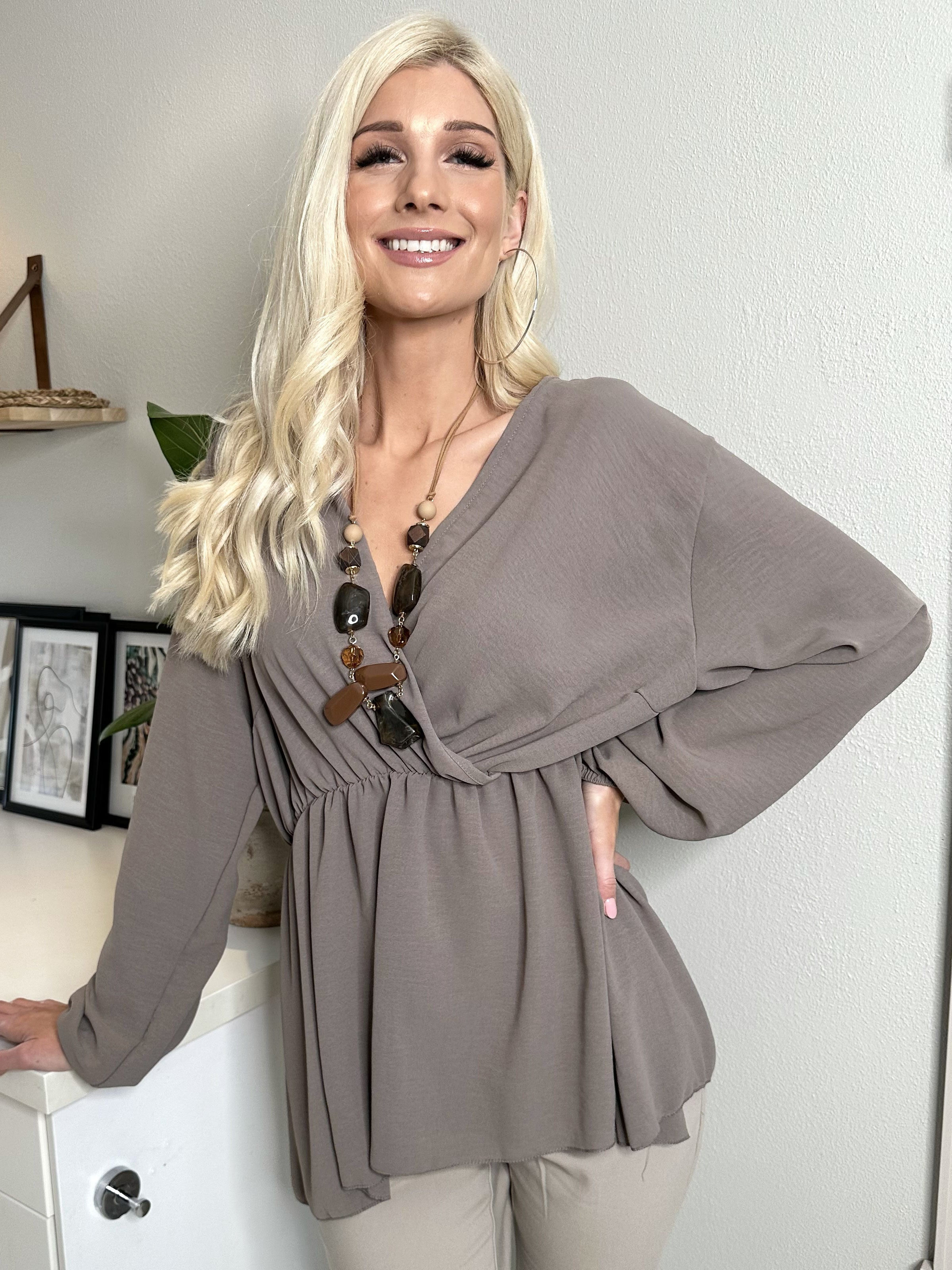 Hermina long sleeve - Sød bluse med elastik i taljen