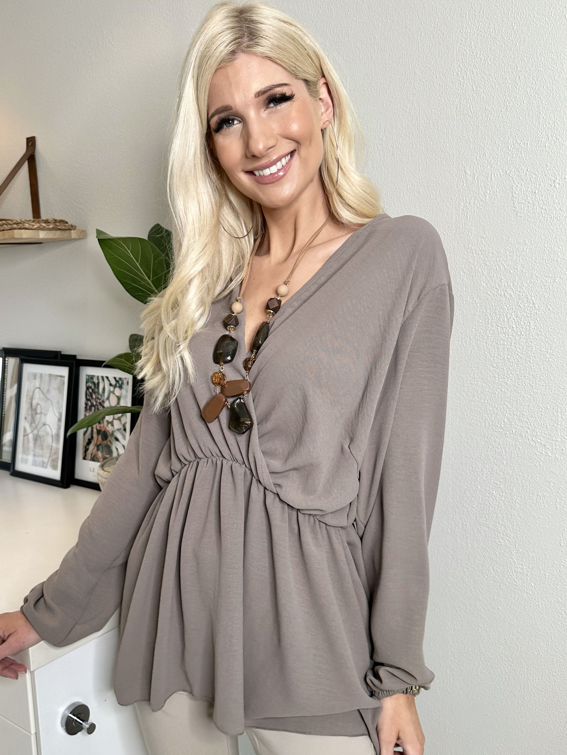 Hermina long sleeve - Sød bluse med elastik i taljen