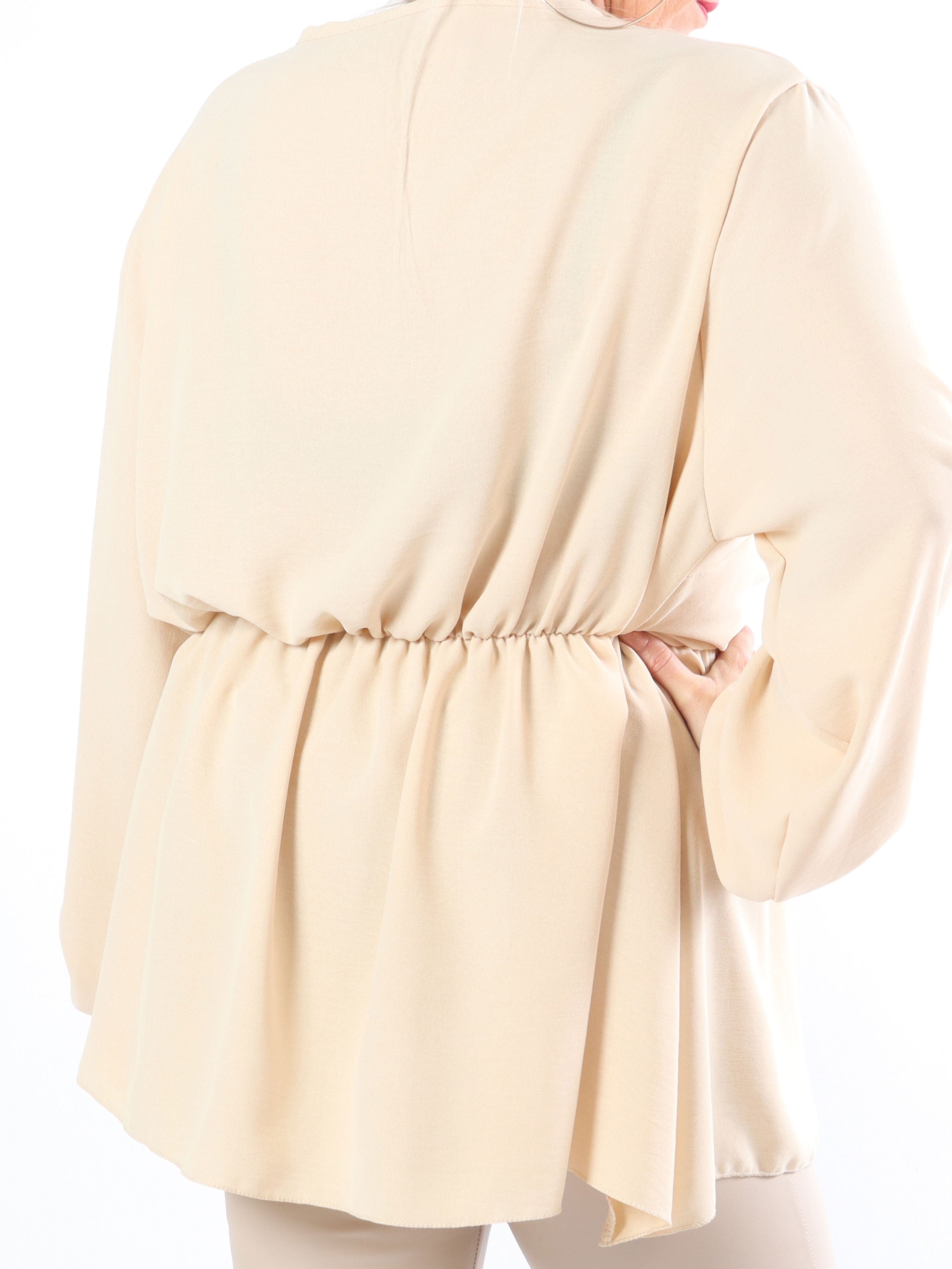 Hermina long sleeve - Sød plus size bluse med elastik i taljen