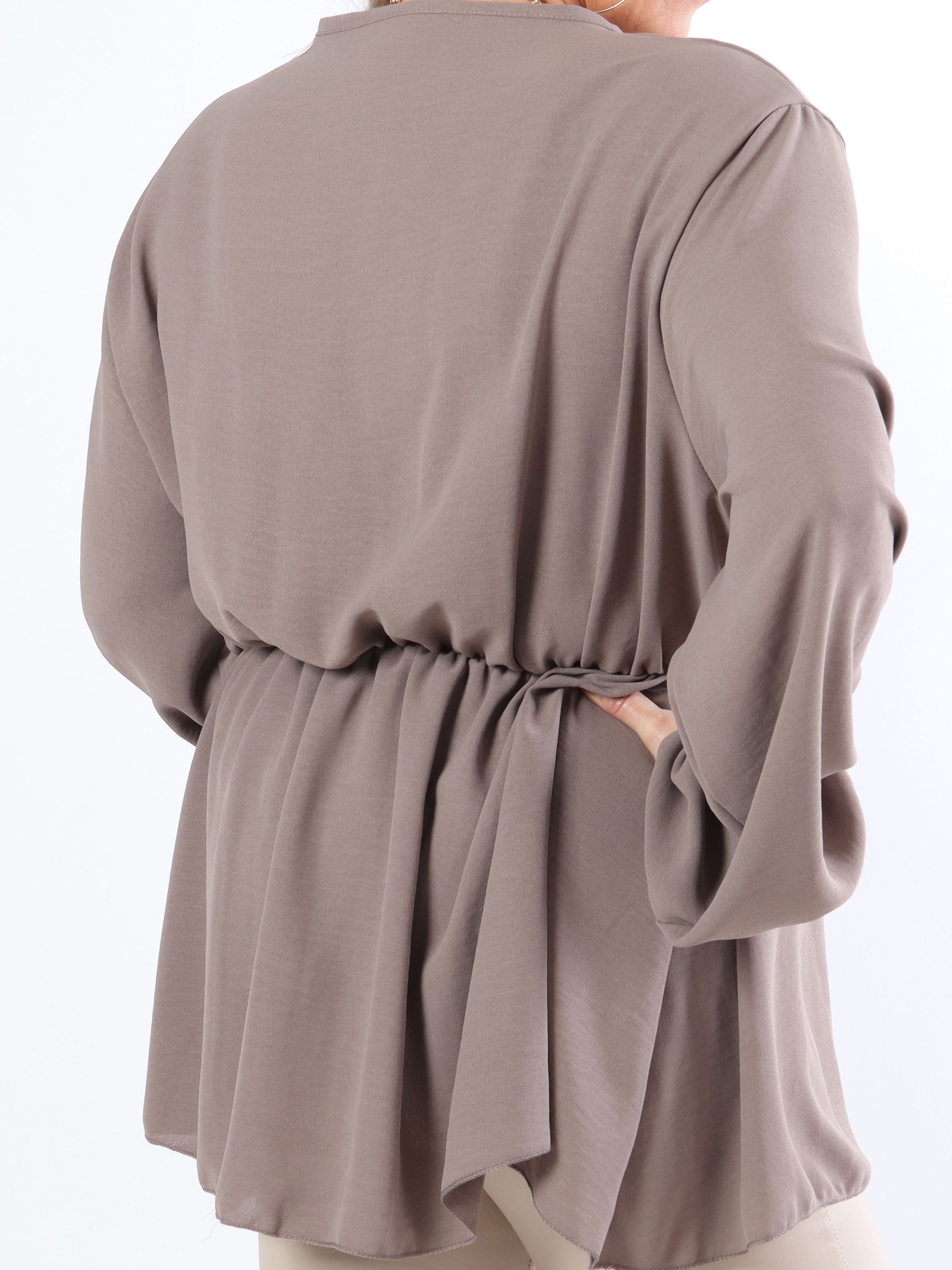 Hermina long sleeve - Sød plus size bluse med elastik i taljen