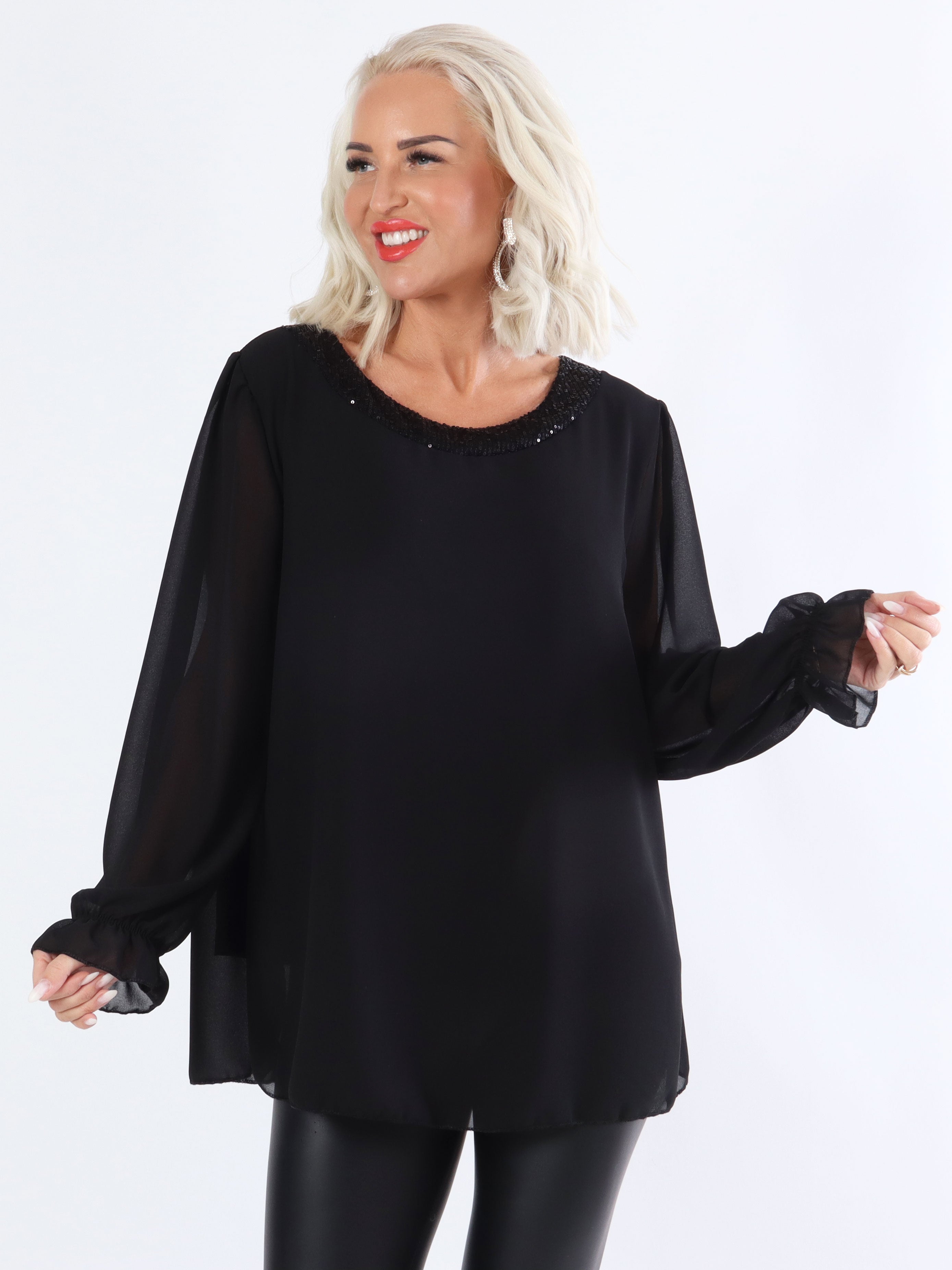 Nellike - Sød tunika i chiffon med pailletter