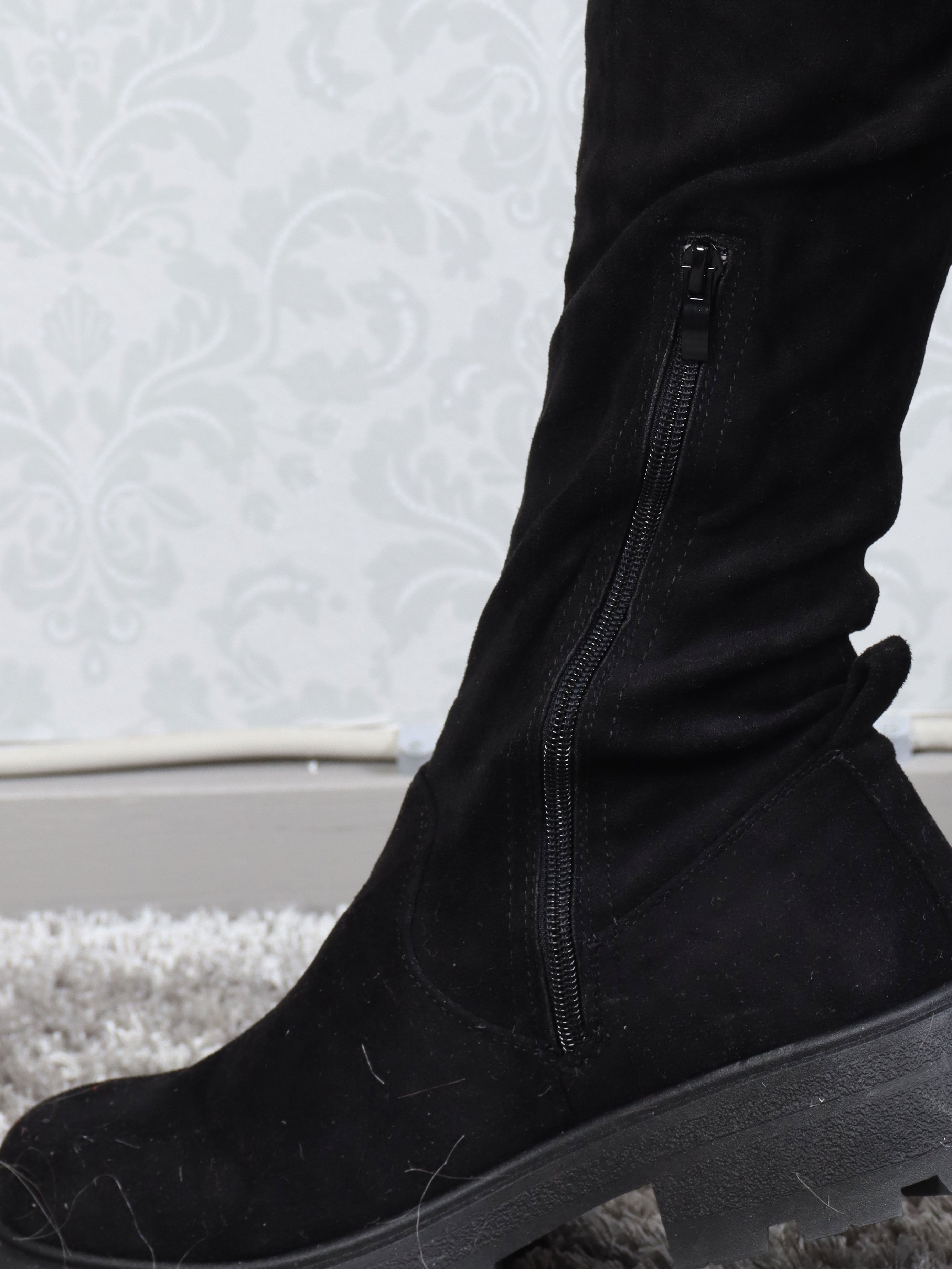 Nicka - Overknee støvler i ruskindslook