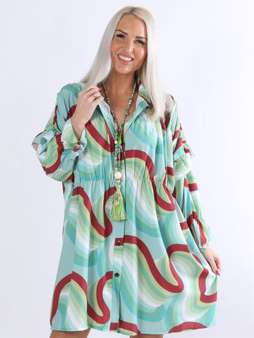 Monica Pattern - Mønstret tunikakjole med flæser