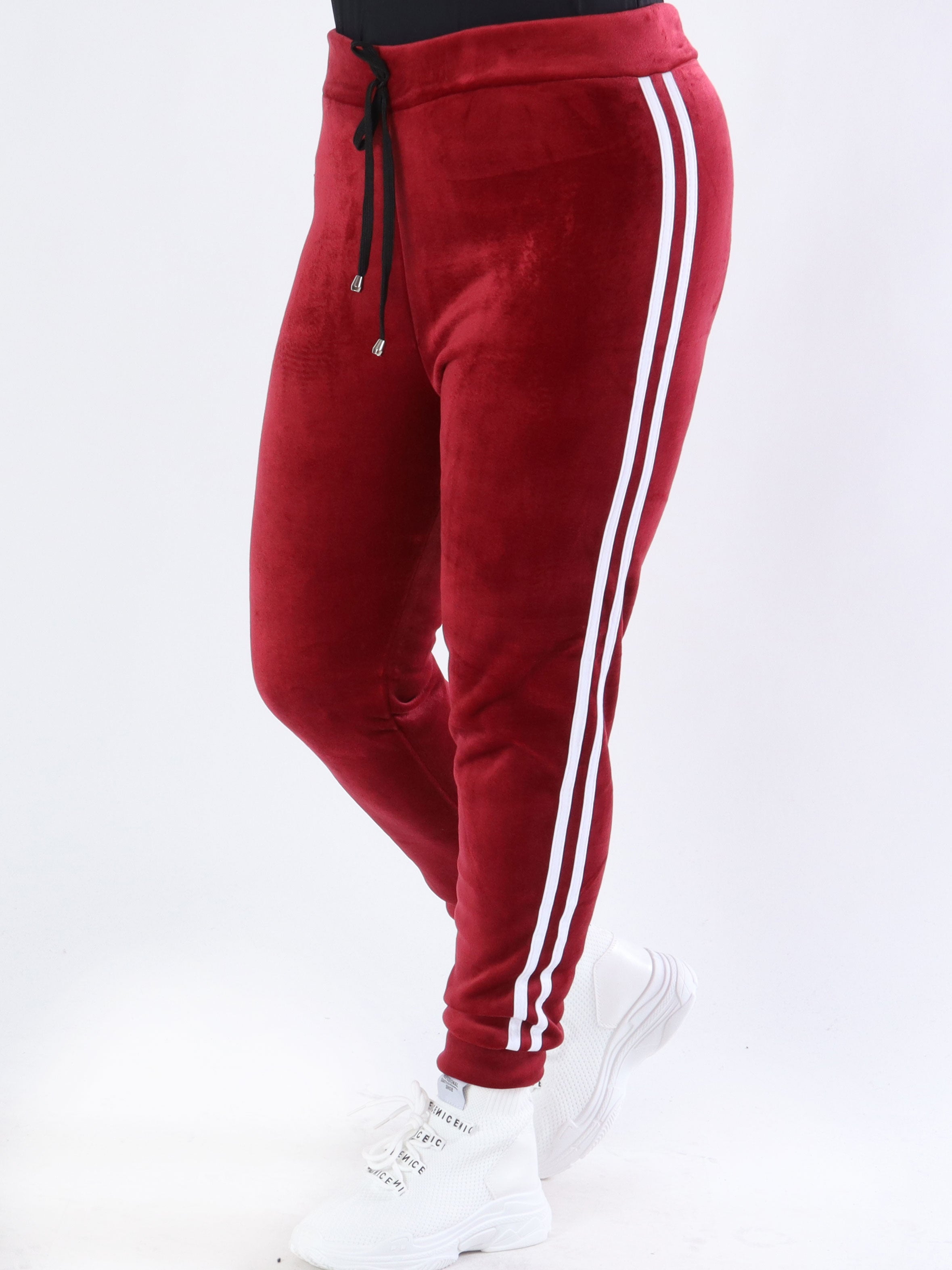 Achilla - Velour joggingbukser med hvide striber