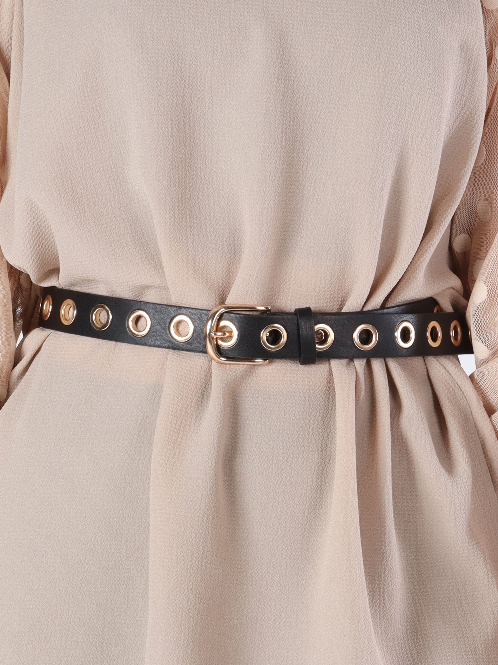 Jamila - Sort bælte med guld detaljer og spænde