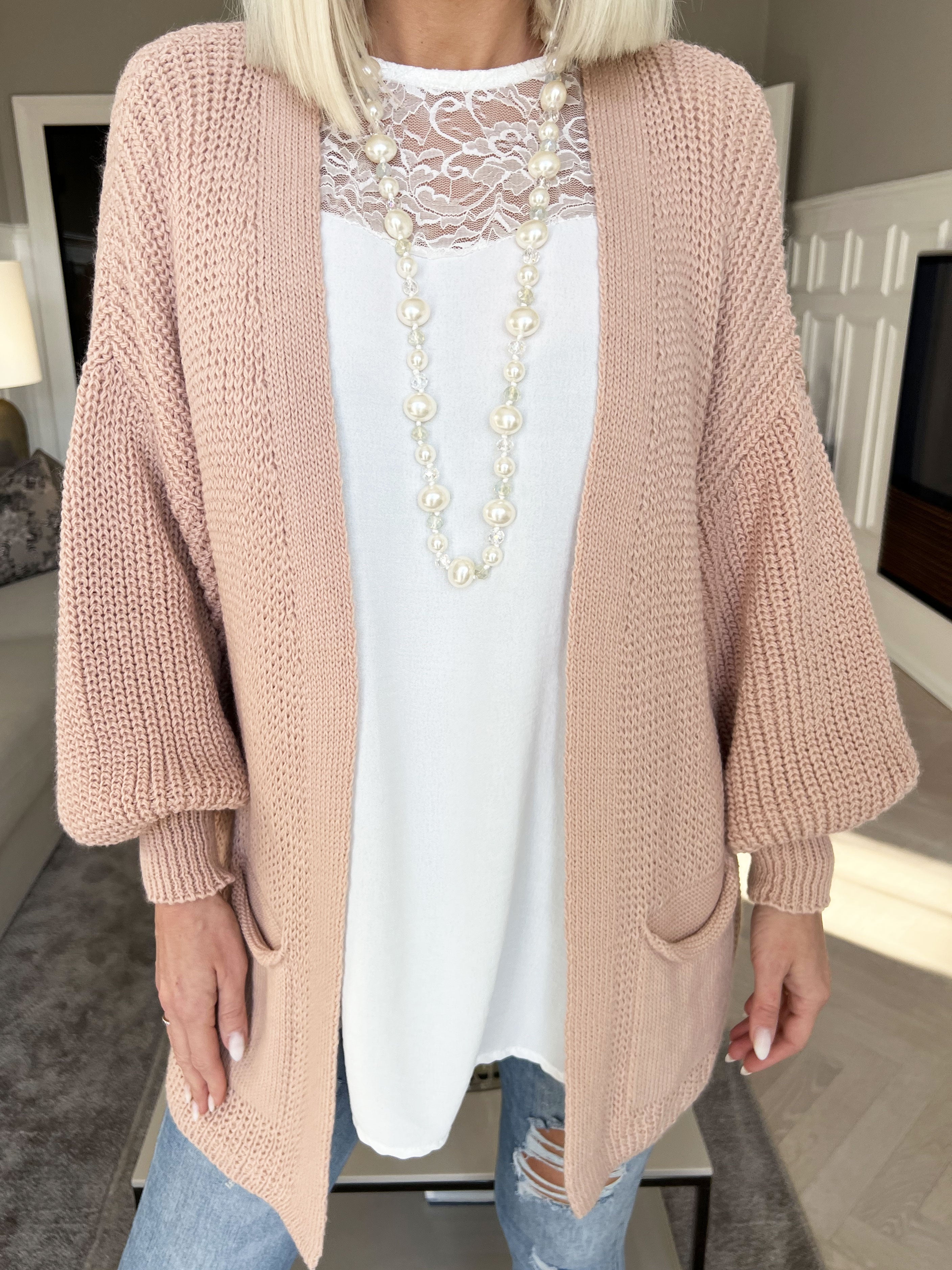 Sally Short - Sød strik cardigan med ballonærmer