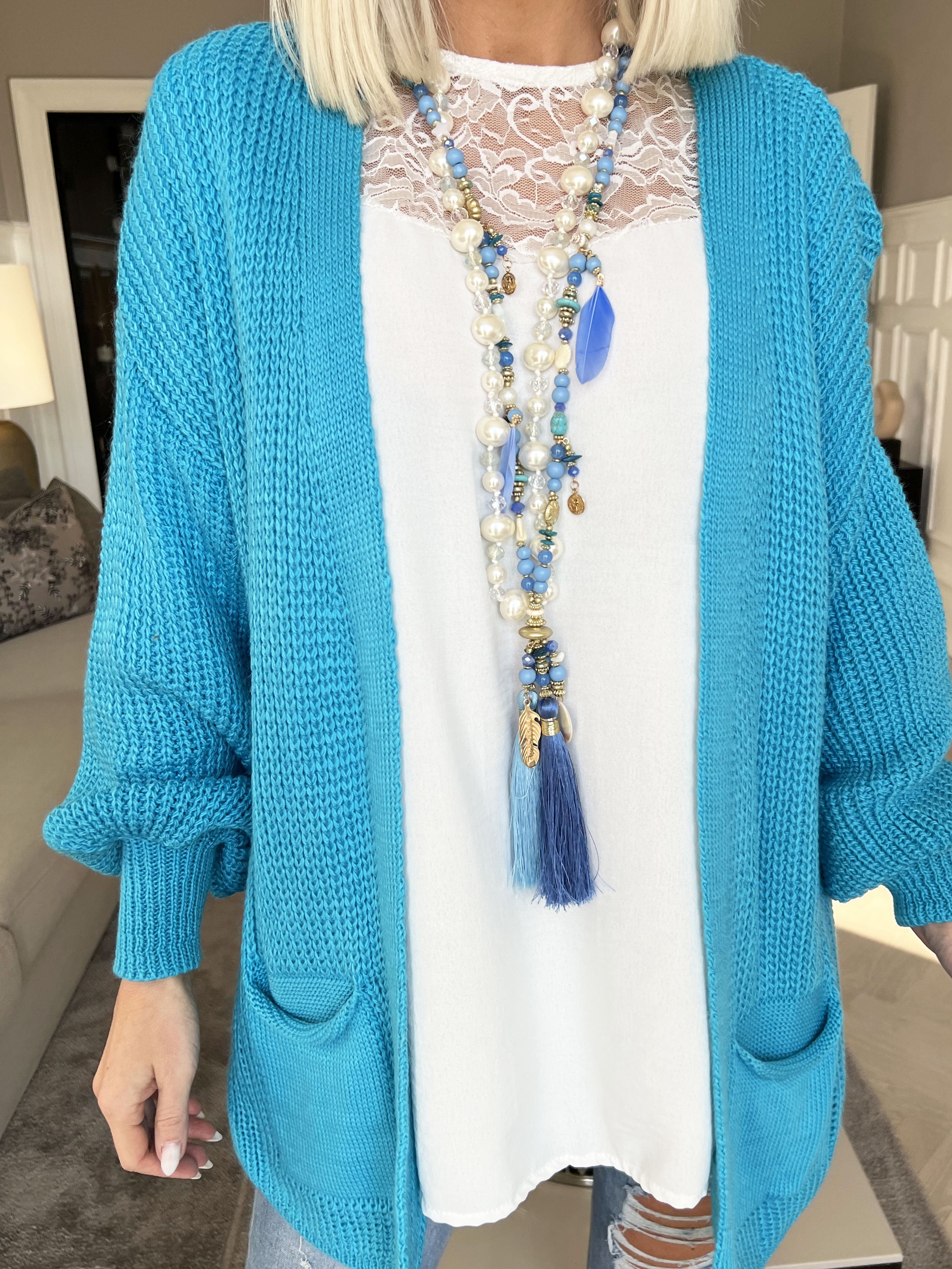 Sally Short - Sød strik cardigan med ballonærmer