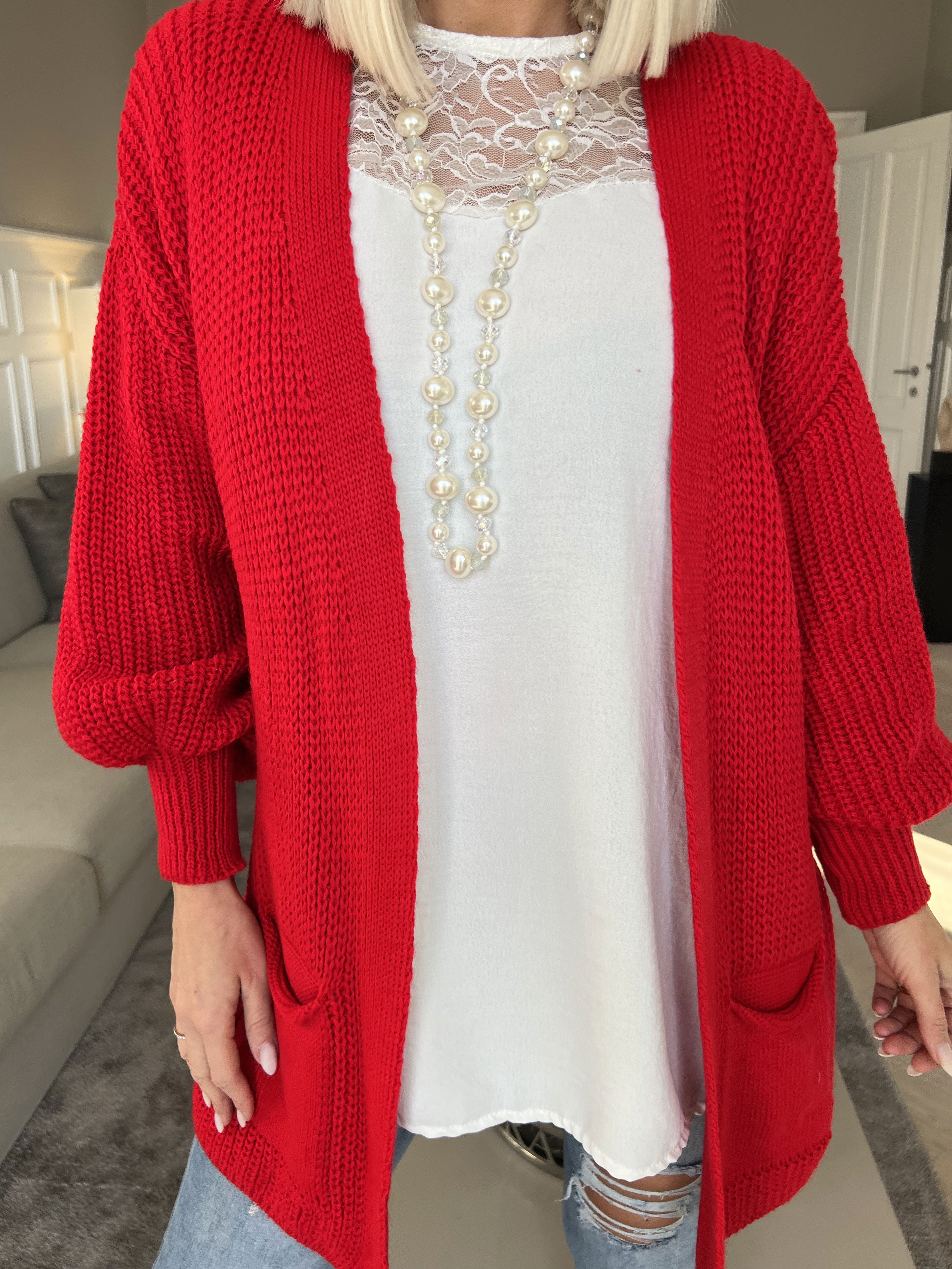 Sally Short - Sød strik cardigan med ballonærmer