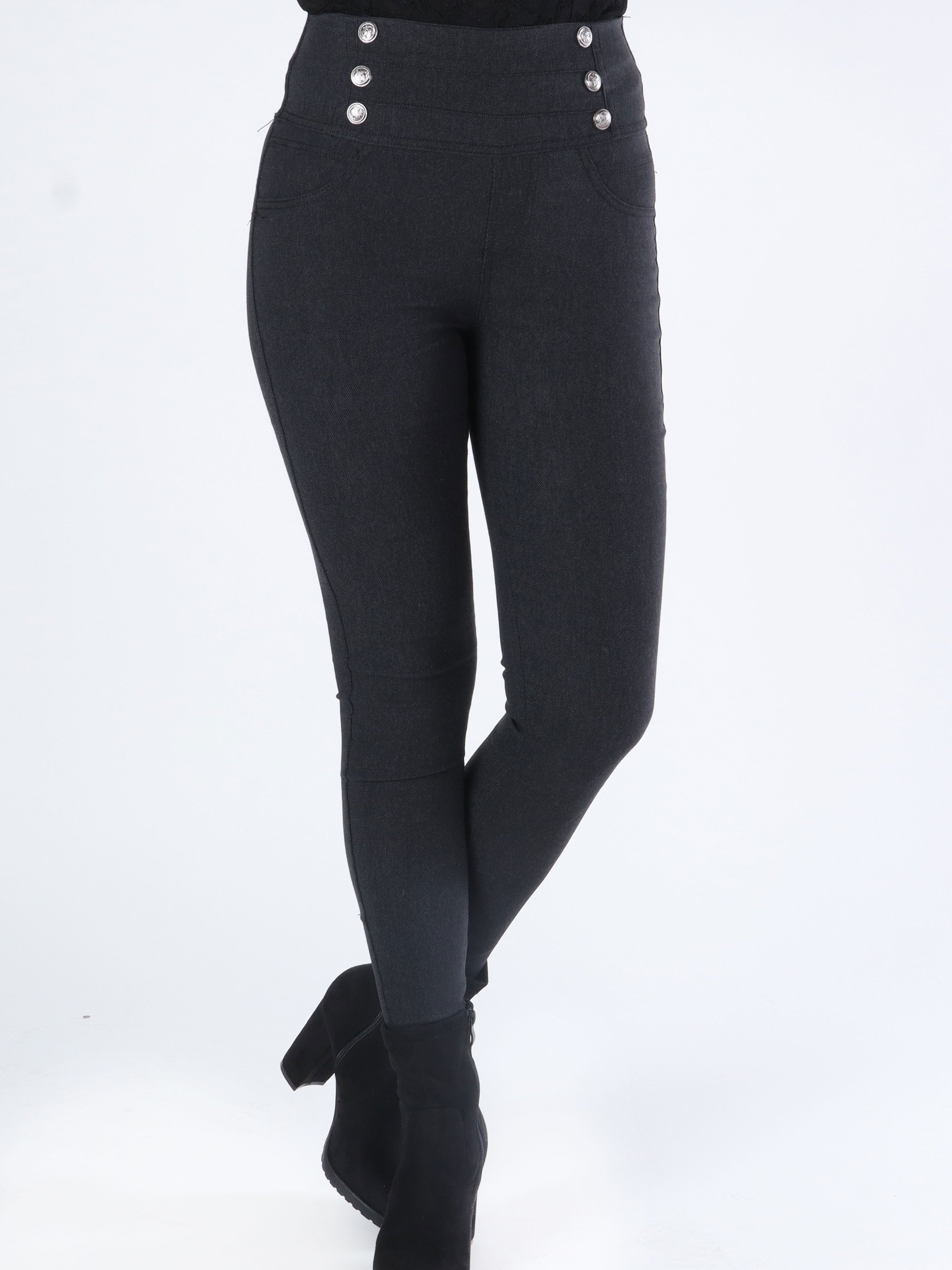 Adelpha - Leggings i jeanslook med knapper foran