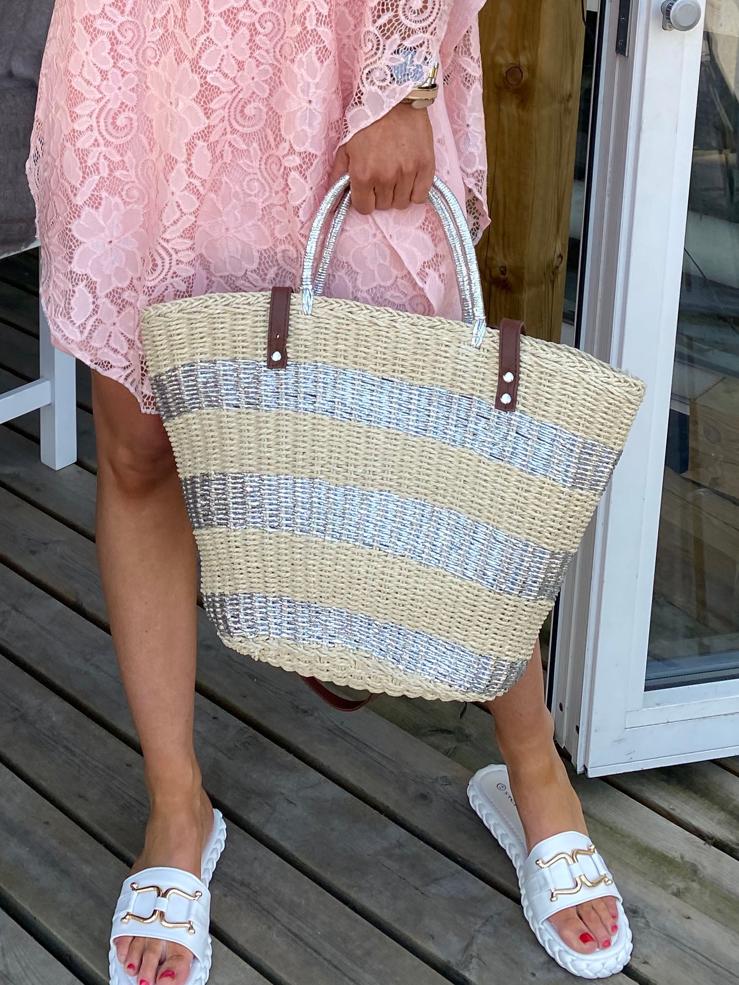 Minias - Strandtaske med striber og hank