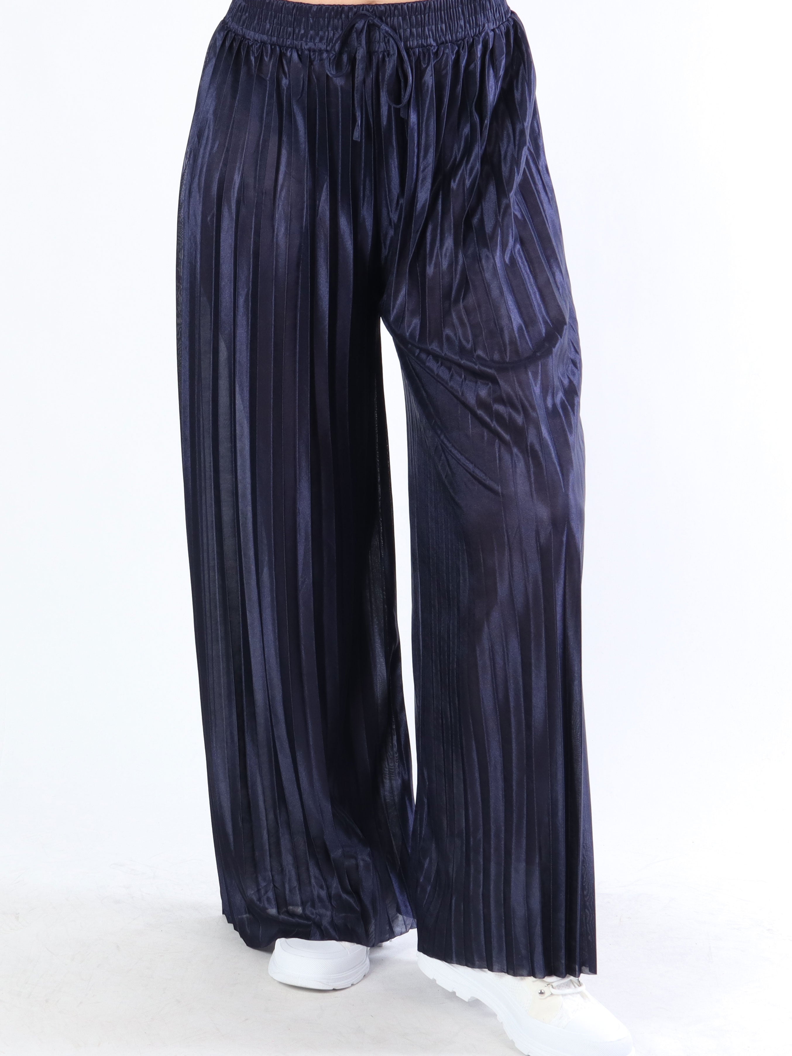 Callie - Vide plisserede bukser i shiny stof