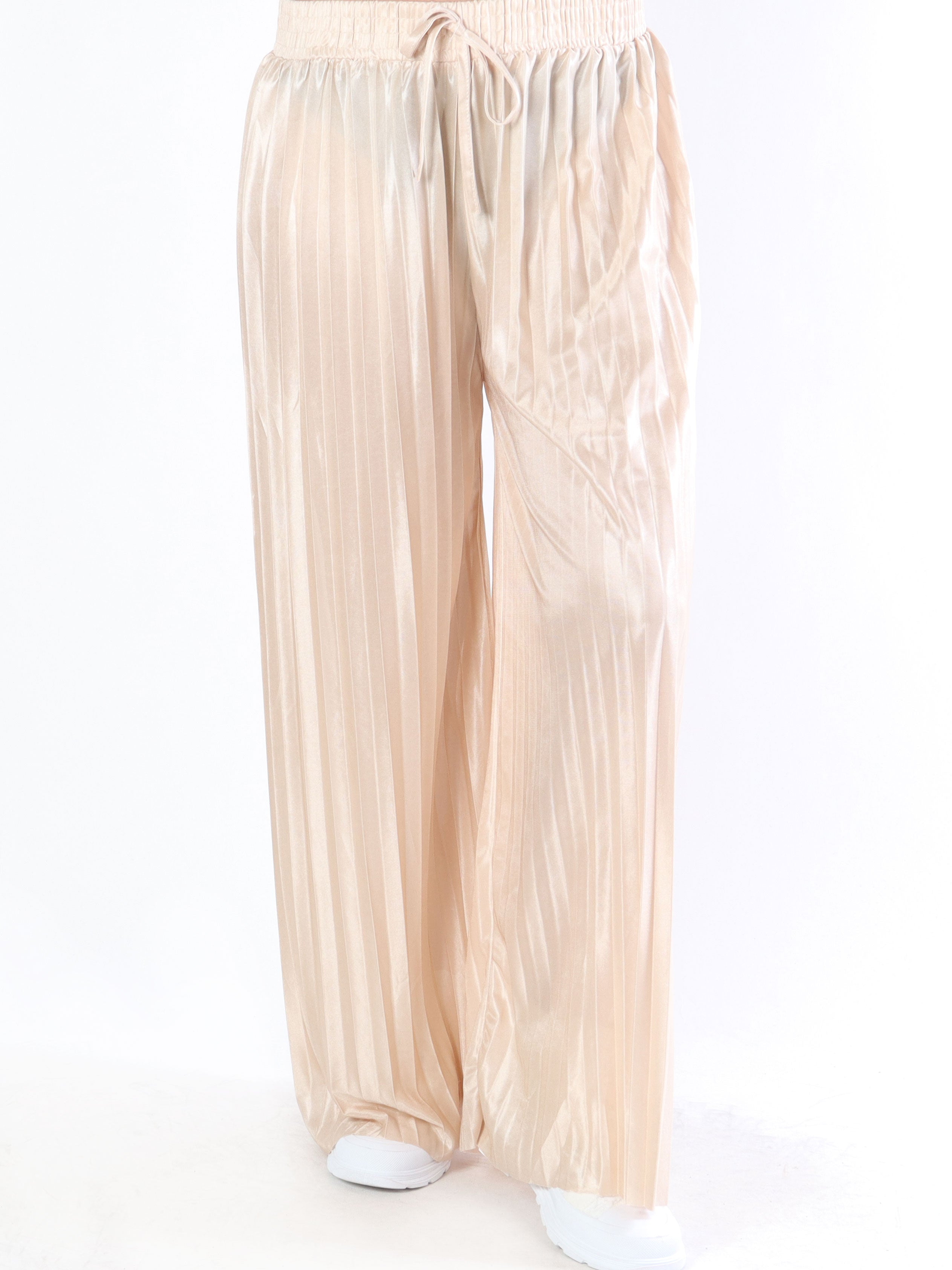 Callie - Vide plisserede bukser i shiny stof