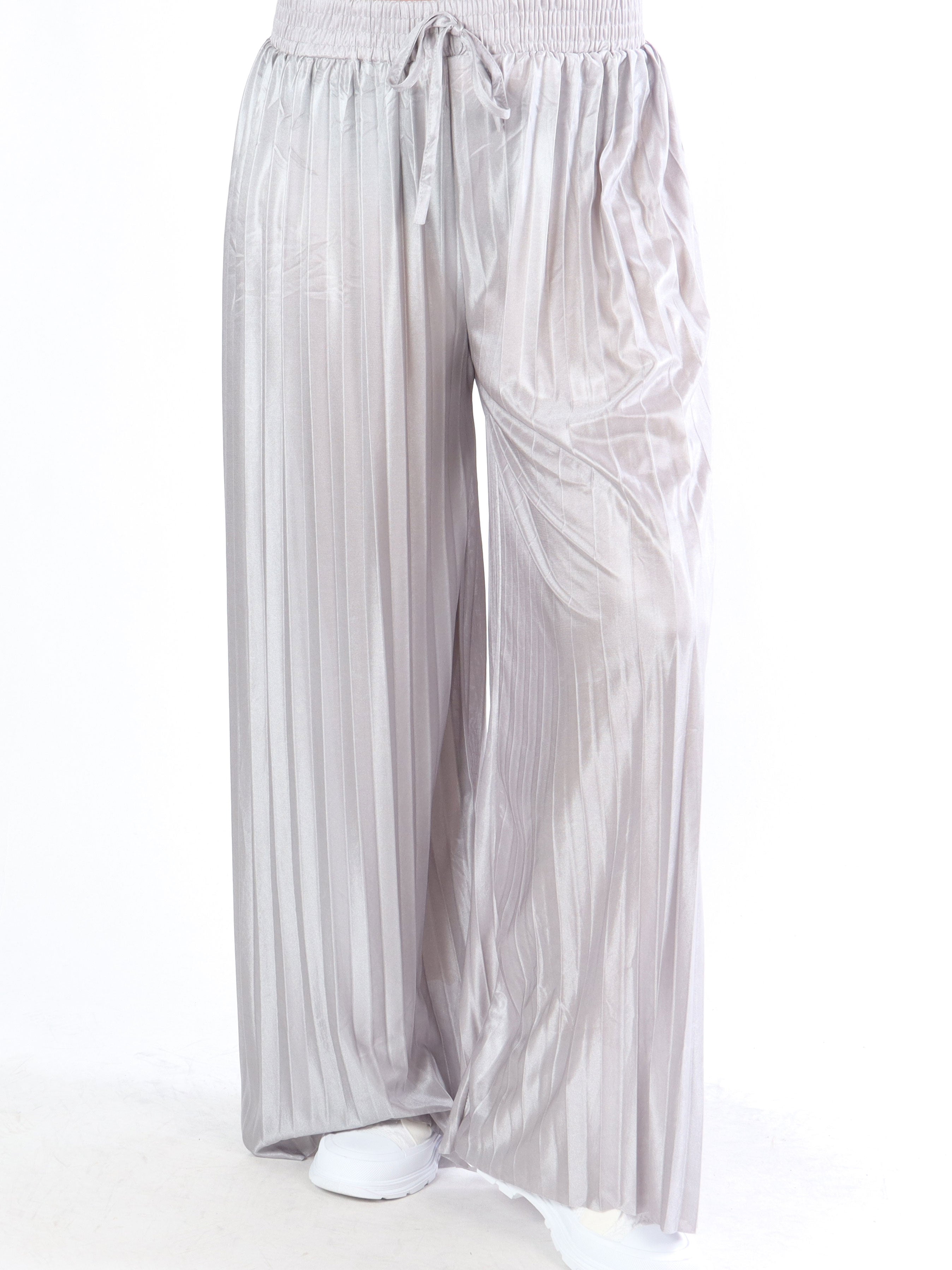 Callie - Vide plisserede bukser i shiny stof