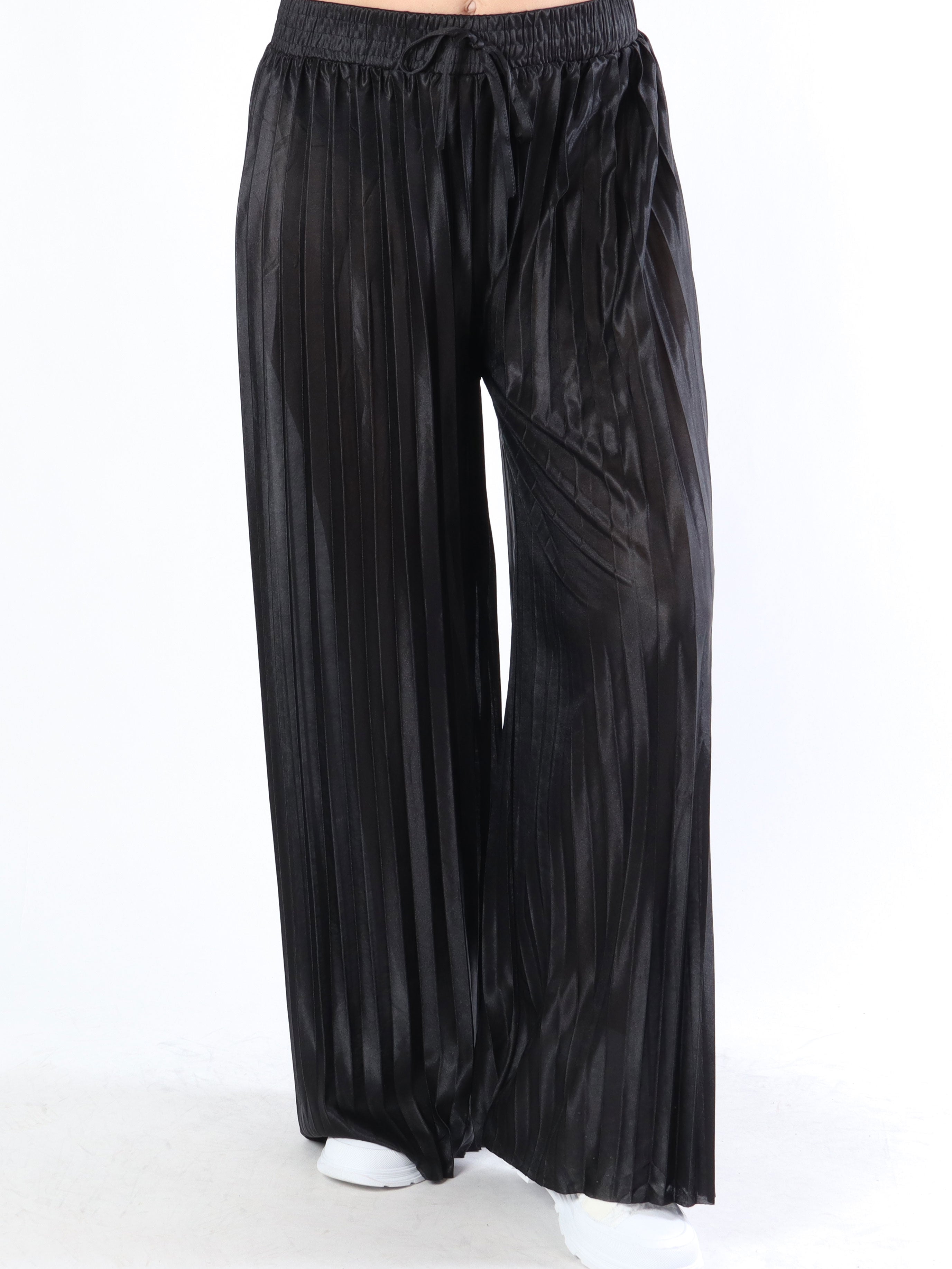 Callie - Vide plisserede bukser i shiny stof