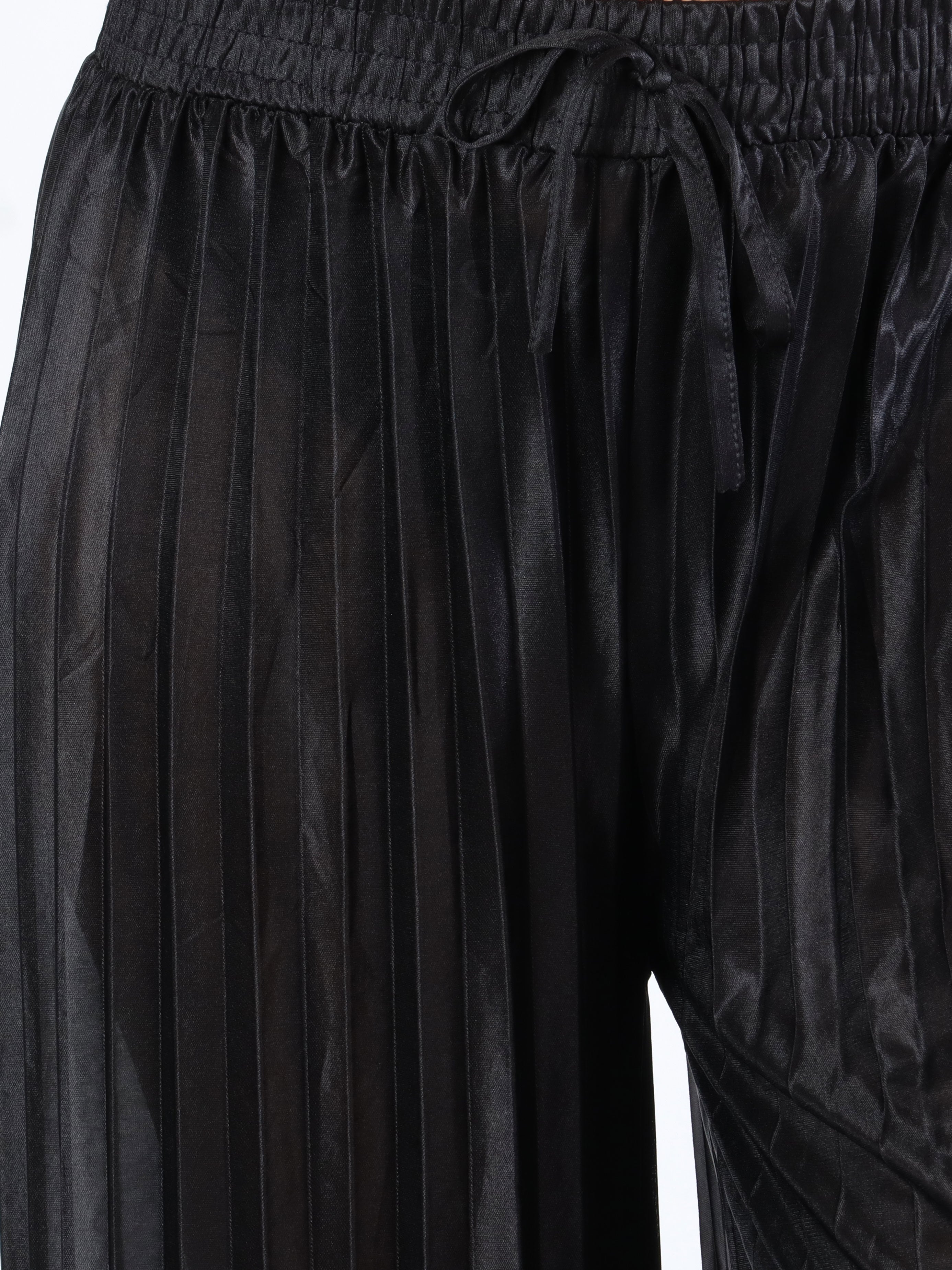 Callie - Vide plisserede bukser i shiny stof