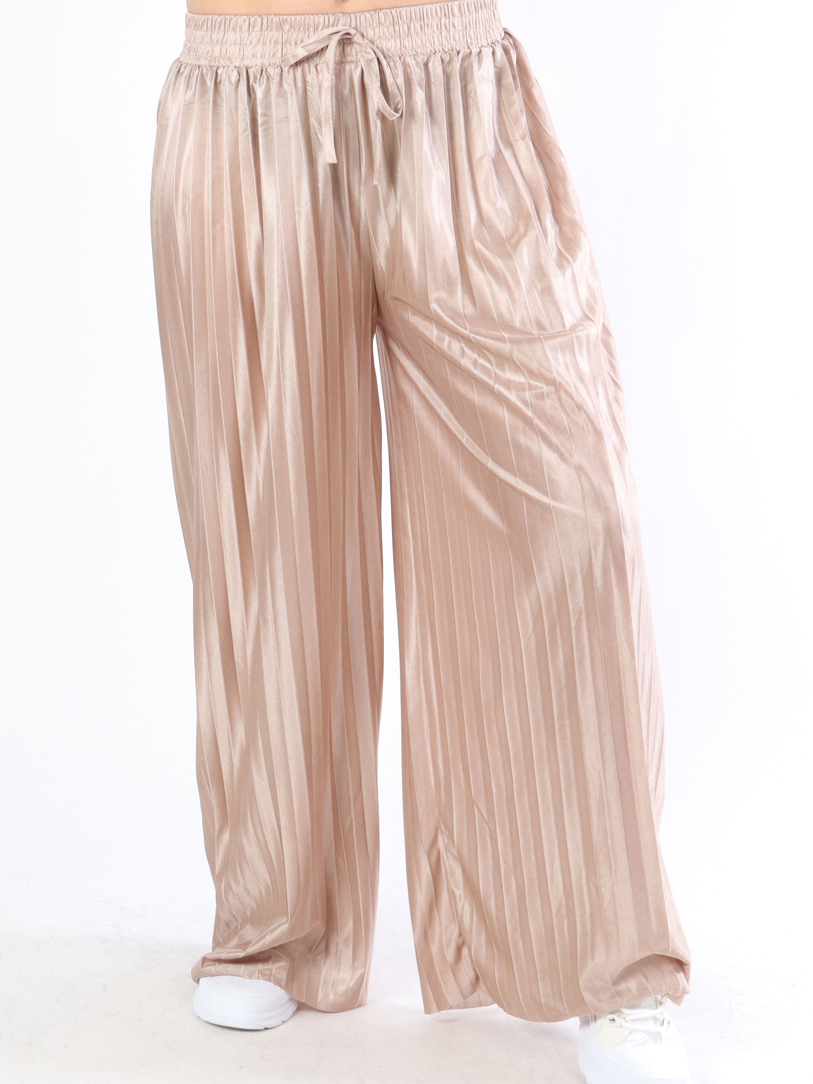 Callie - Vide plisserede bukser i shiny stof