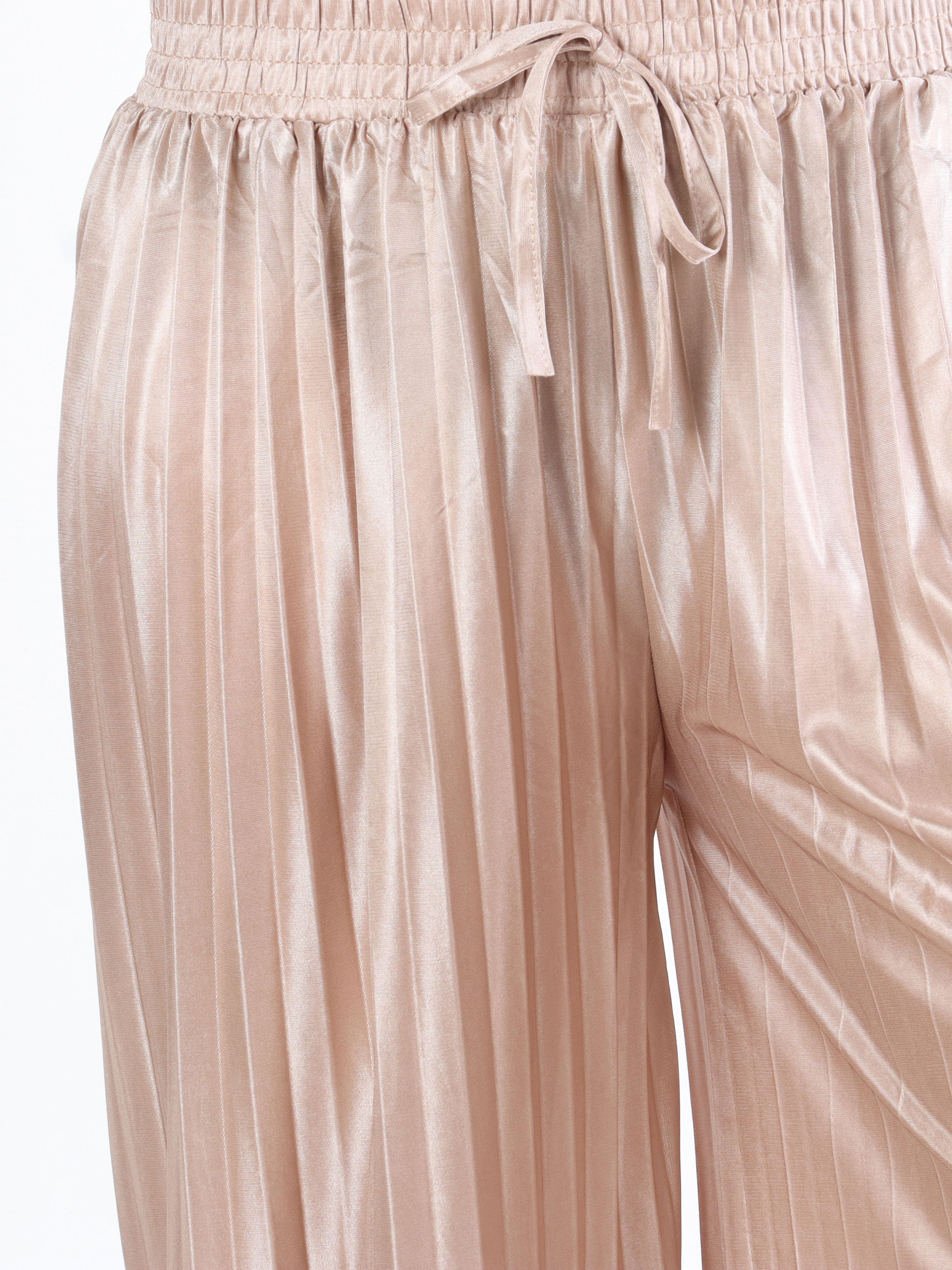 Callie - Vide plisserede bukser i shiny stof