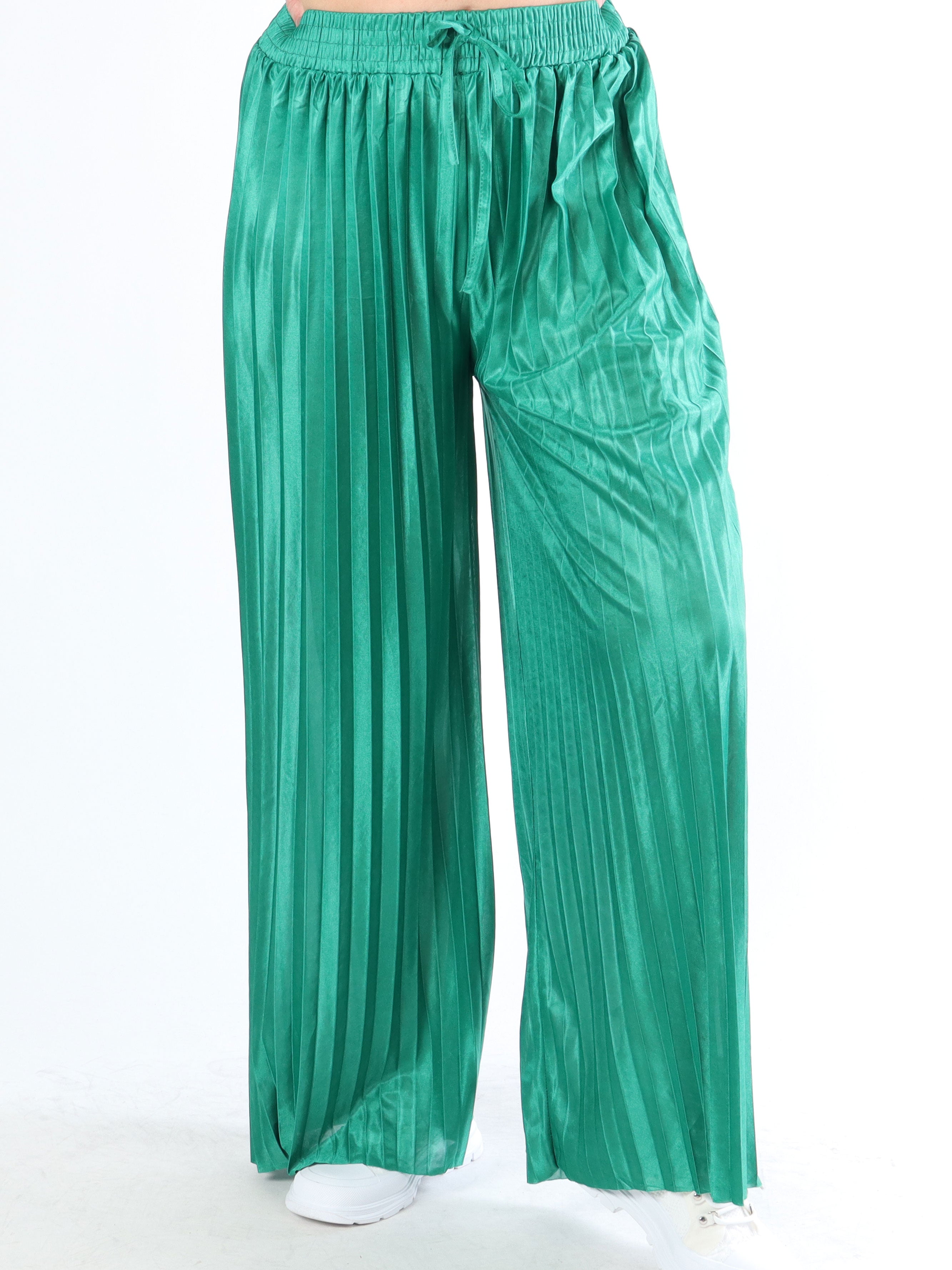 Callie - Vide plisserede bukser i shiny stof