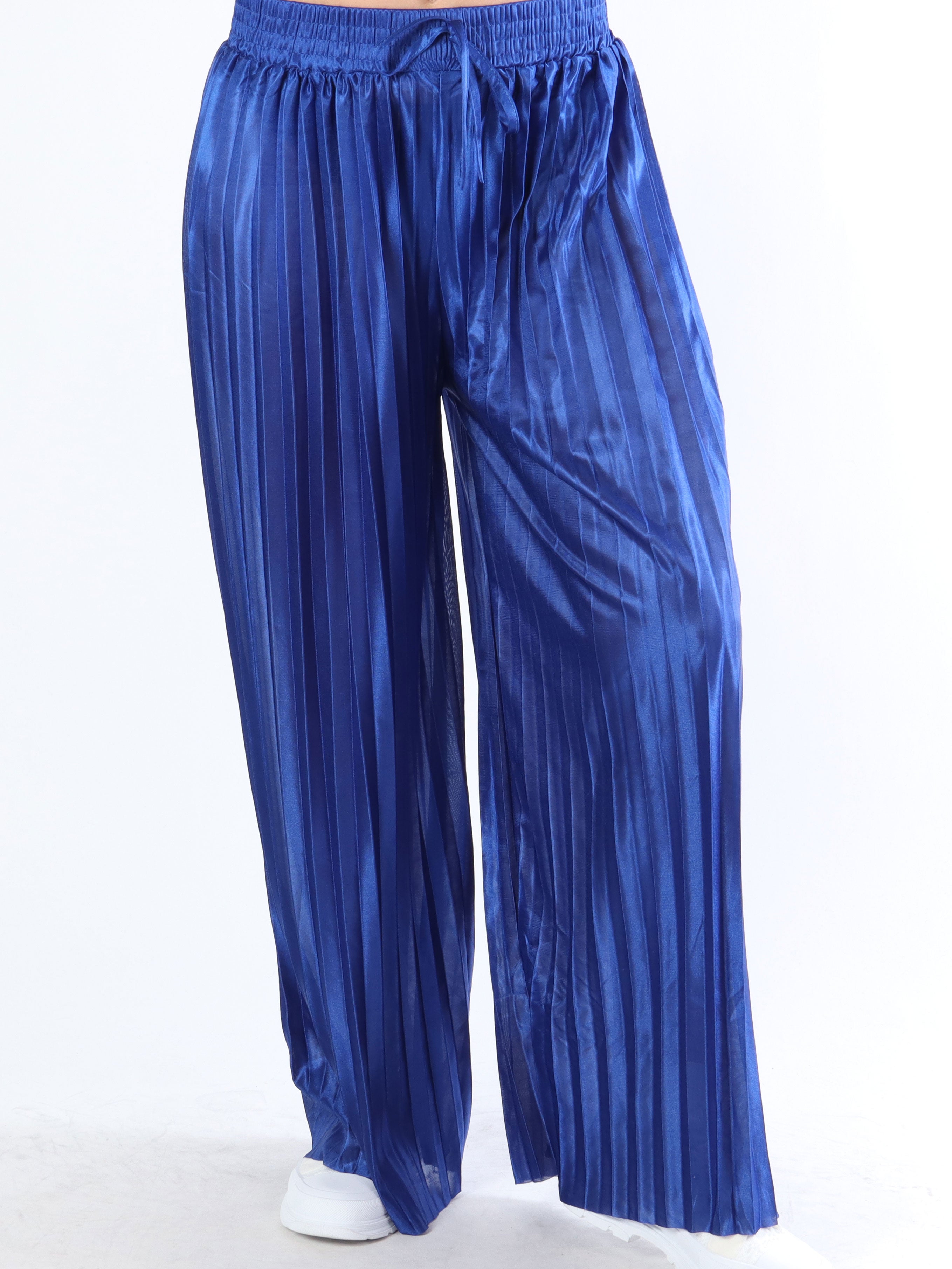 Callie - Vide plisserede bukser i shiny stof