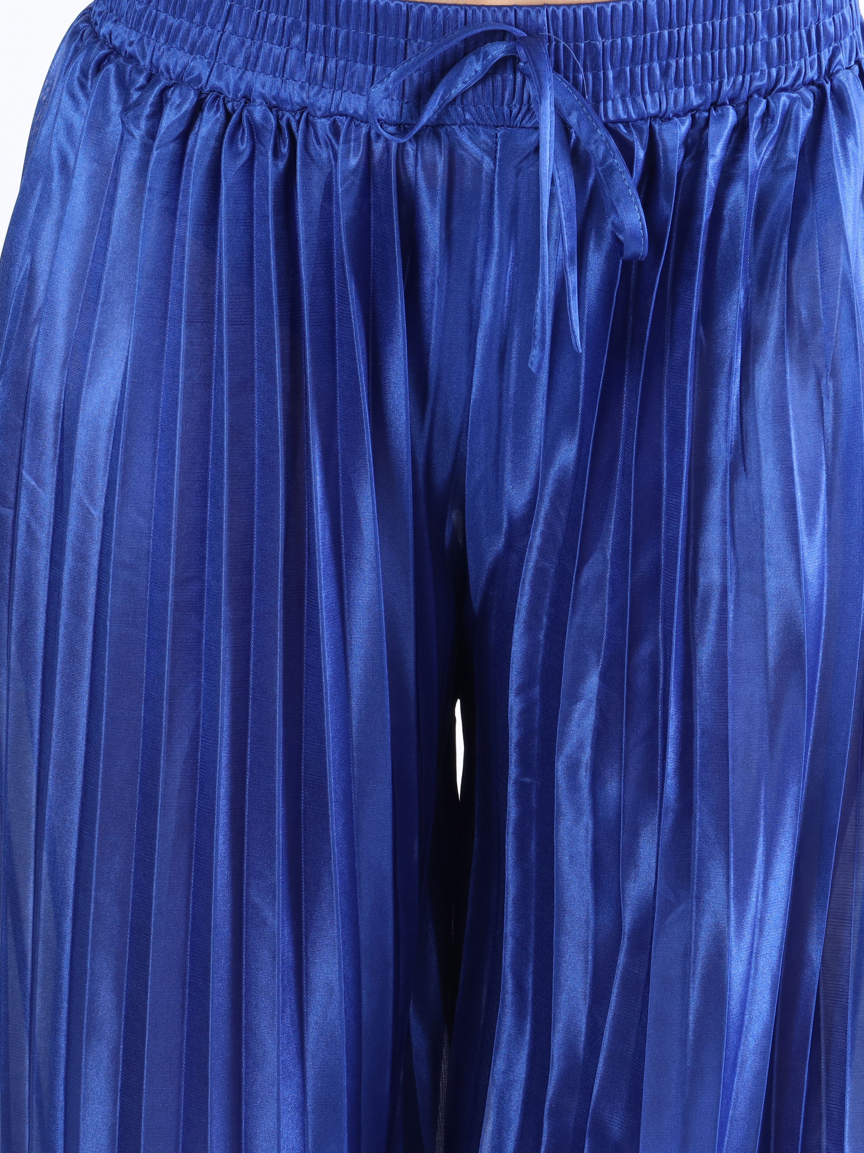 Callie - Vide plisserede bukser i shiny stof