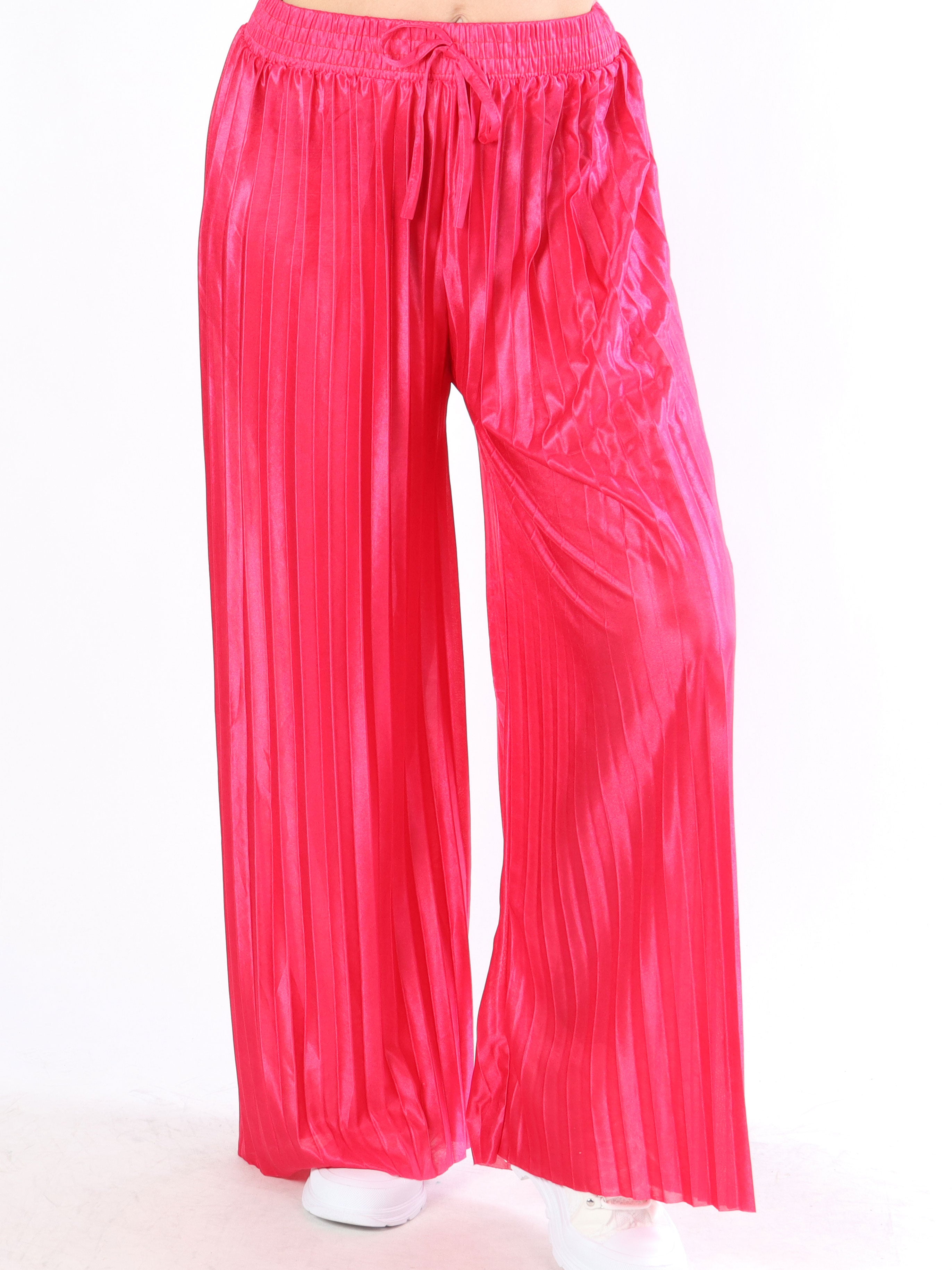 Callie - Vide plisserede bukser i shiny stof