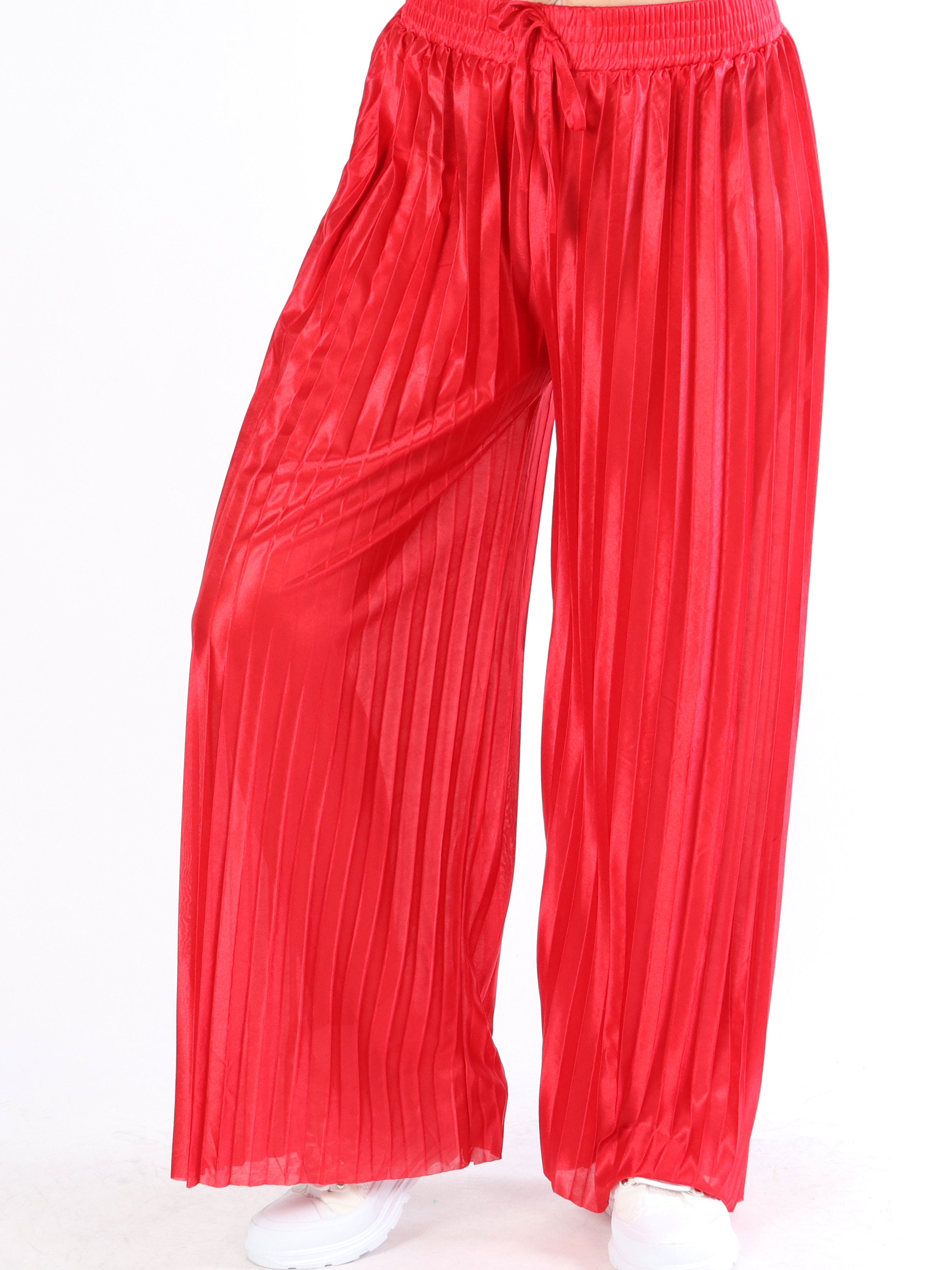 Callie - Vide plisserede bukser i shiny stof