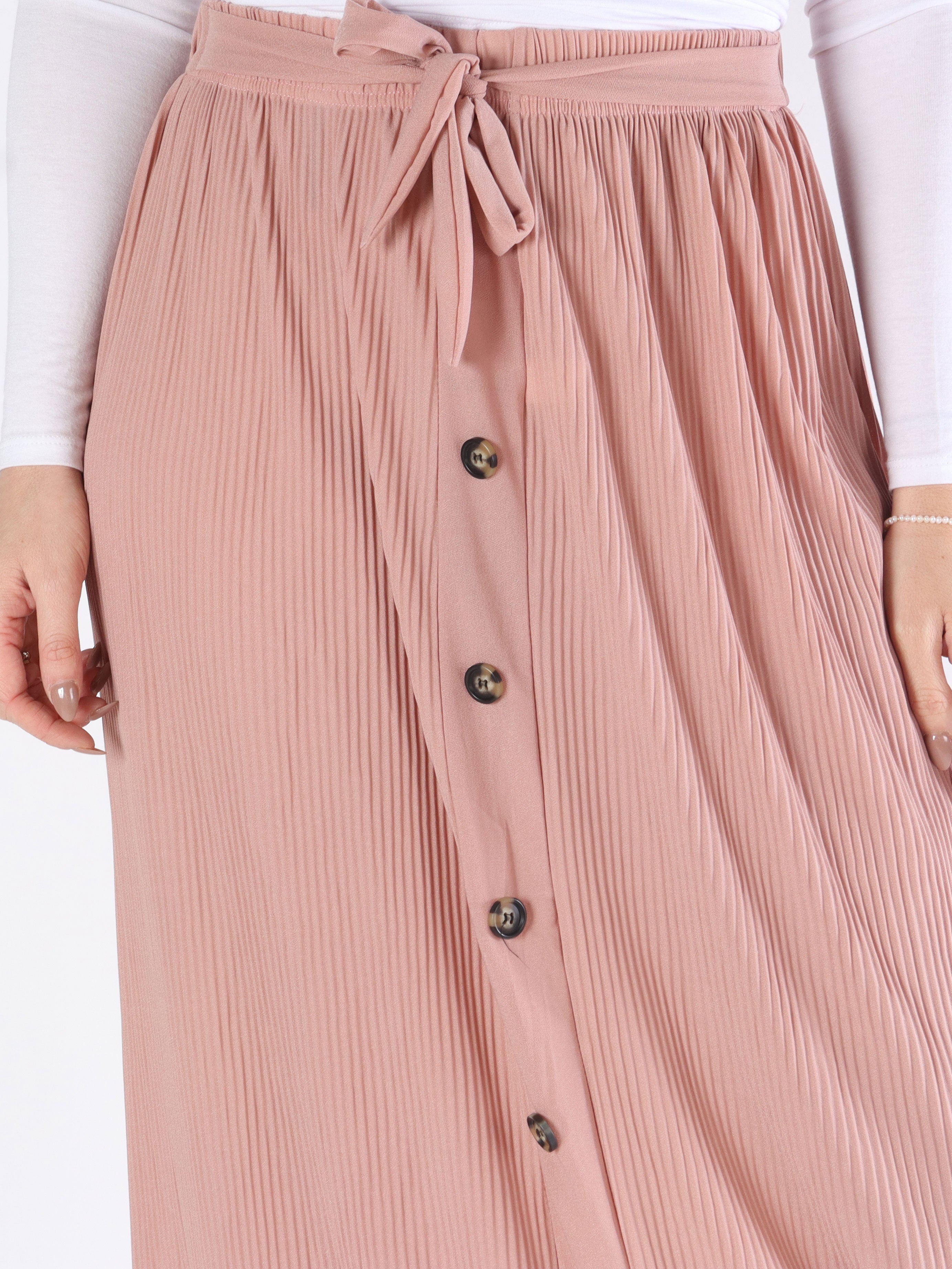Andrea - Lang plisseret nederdel med knapper
