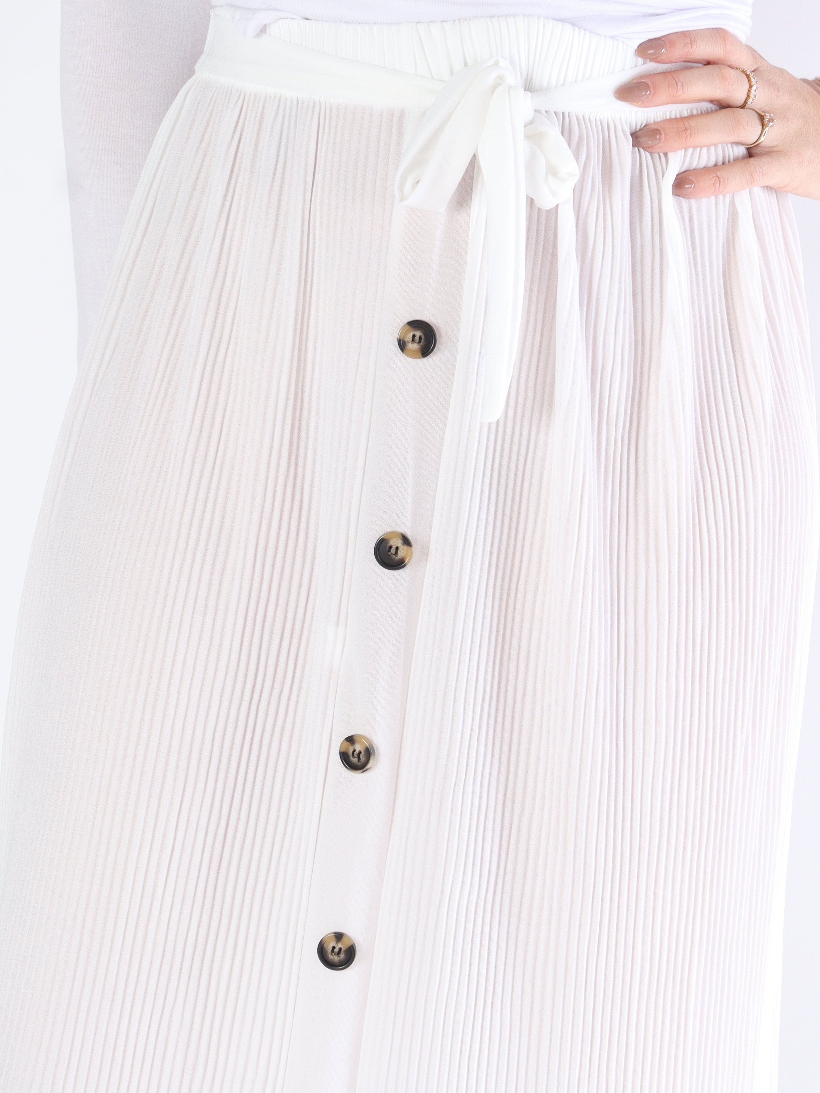 Andrea - Lang plisseret nederdel med knapper