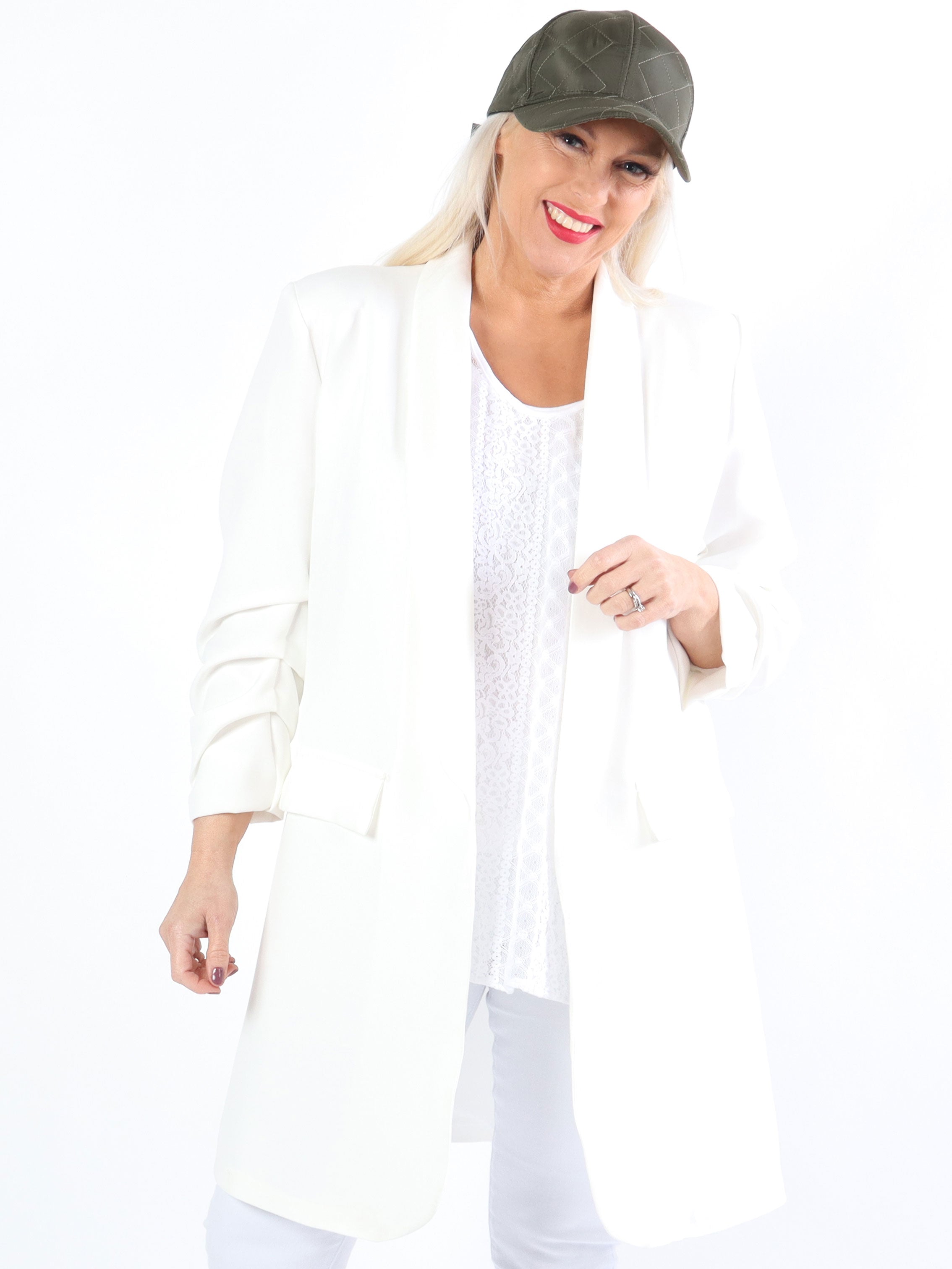 Mila Long - Stilren blazer med rynk på ærmet