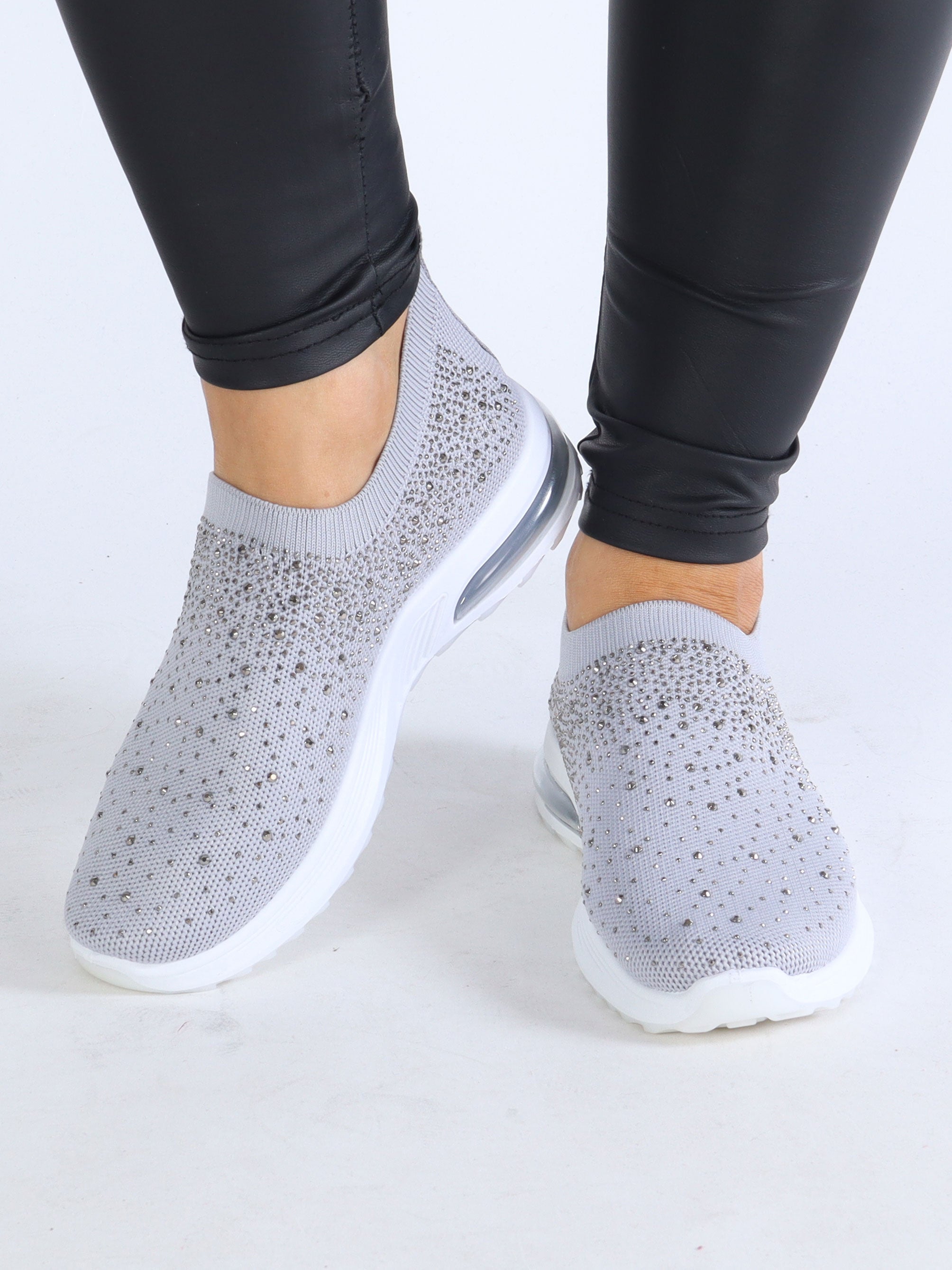 Petrina - Sorte sokkesneakers med similisten