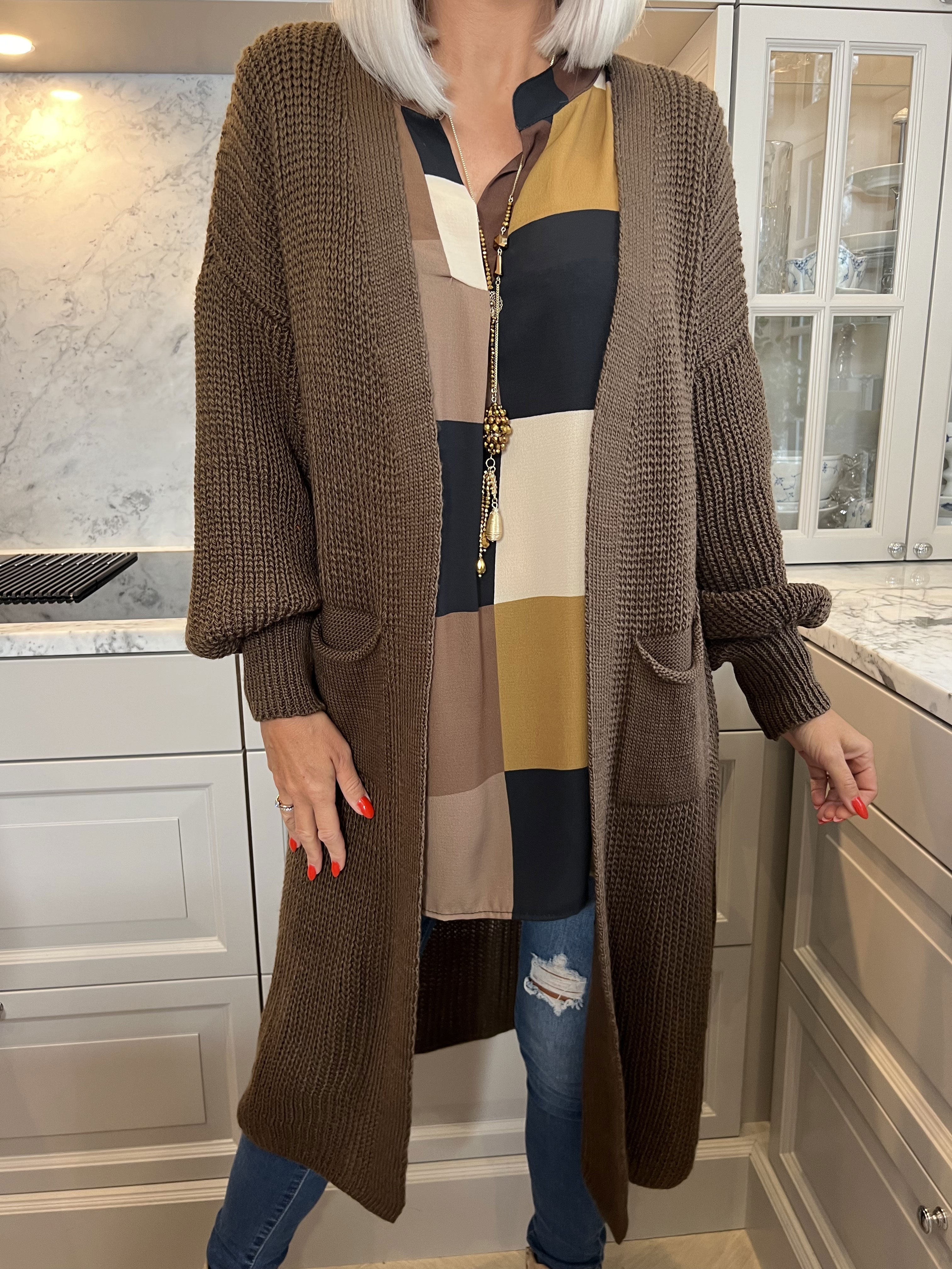 Sally - Strik cardigan med ballonærmer