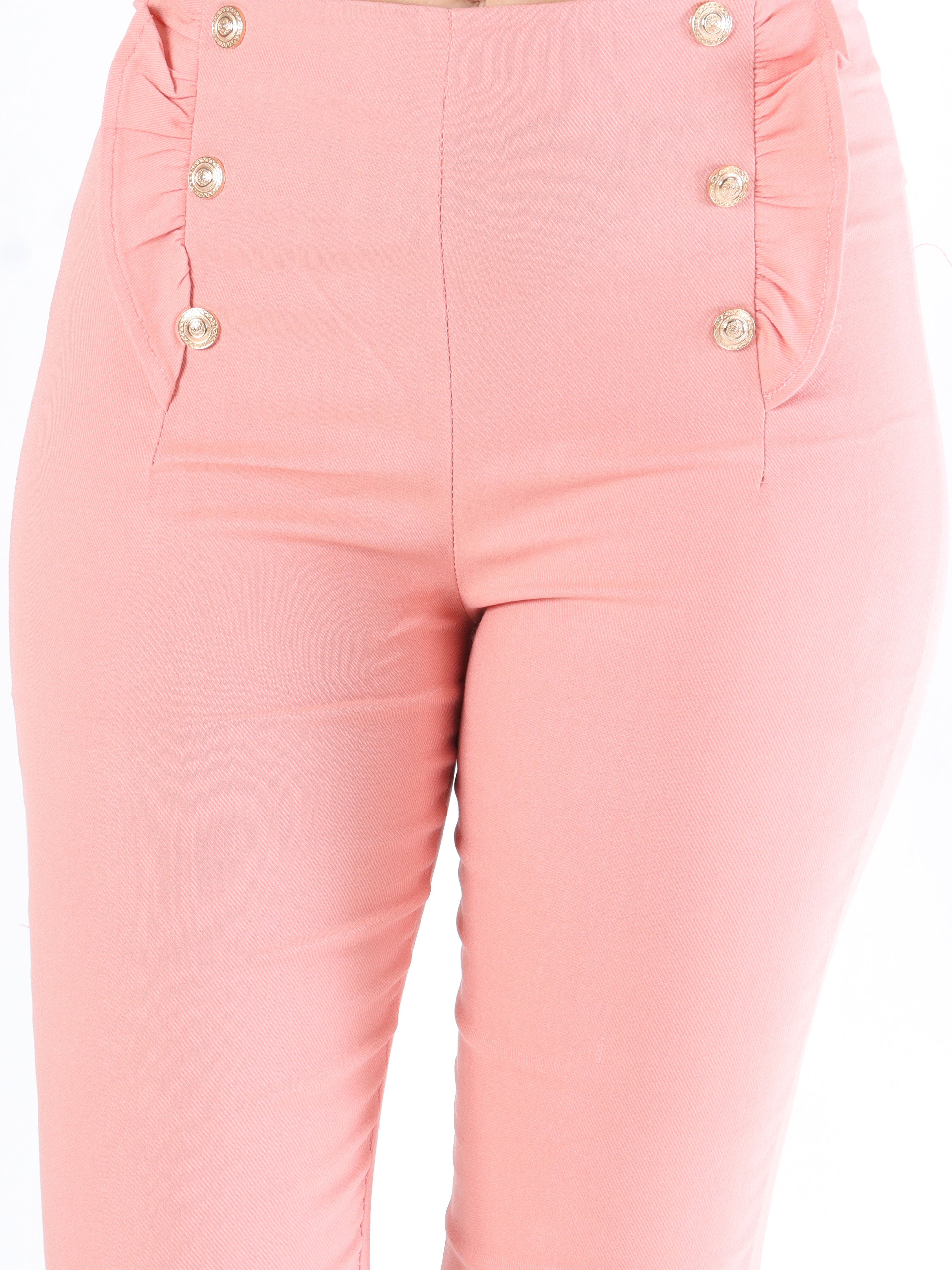 Kaya - Bukser med guld knapper og flæsekant