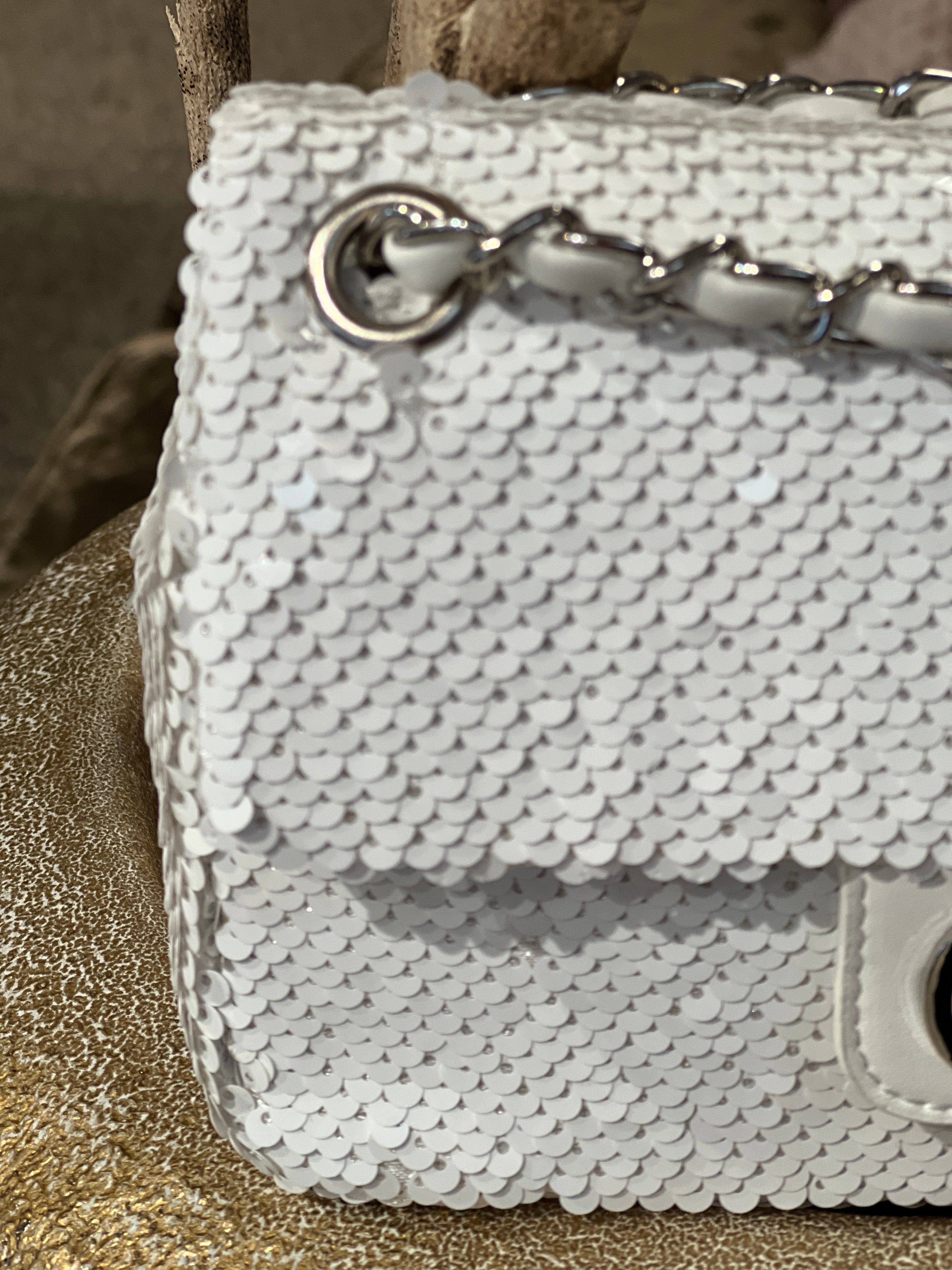 Alina - Paillet taske med sølv kæde