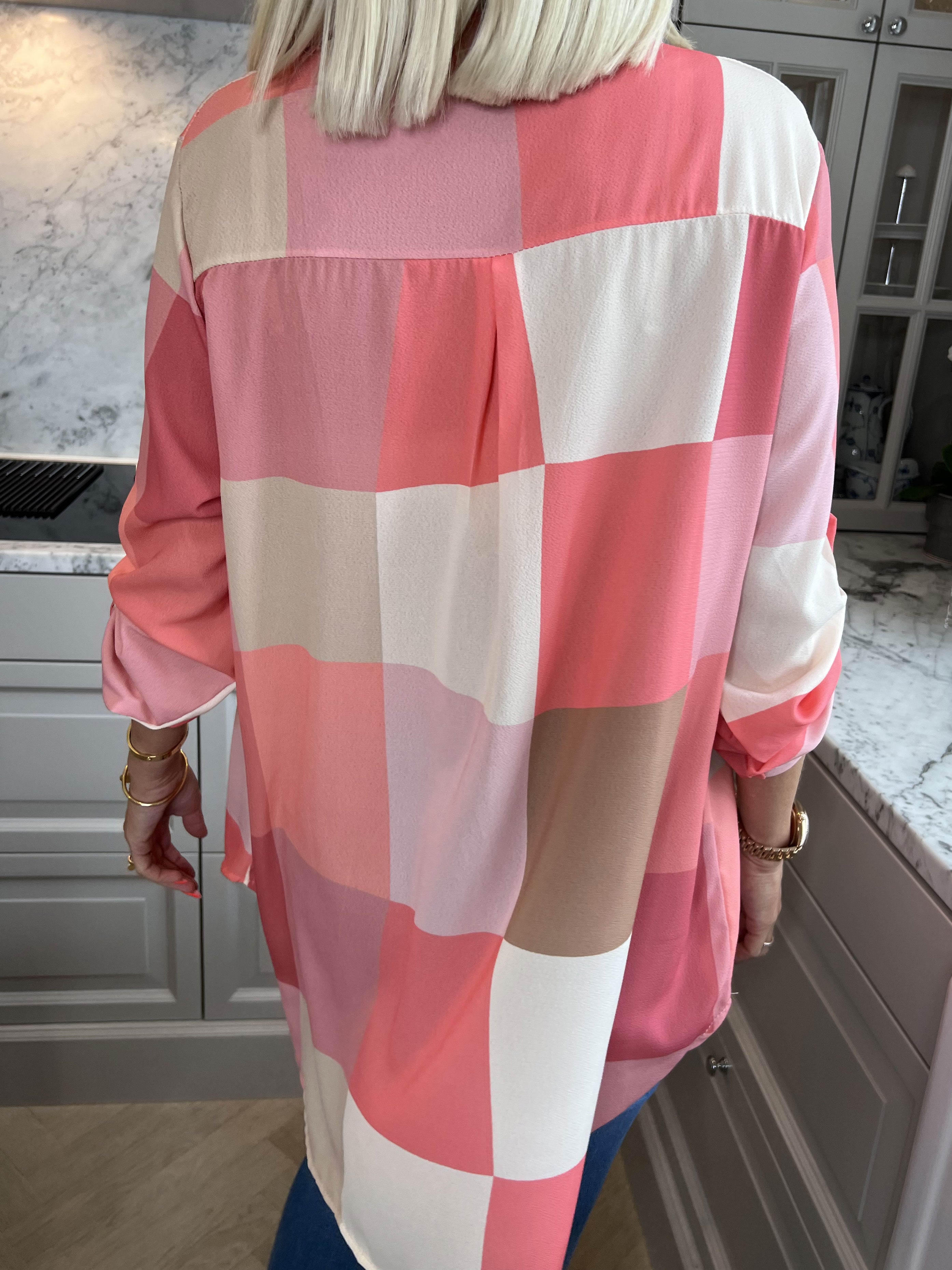 Vanesa - Lang ternet flerfarvet tunika